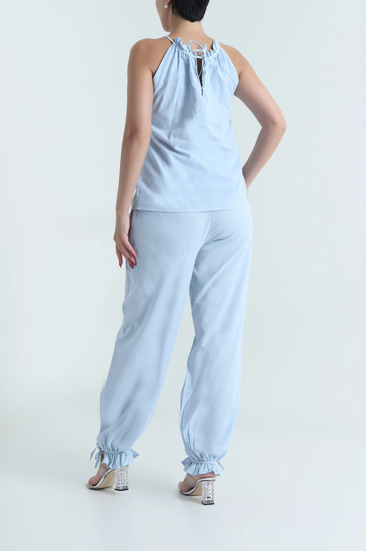 Bebe Mavisi Keten Pantolon Bluz Kadın İkili Takım 478081