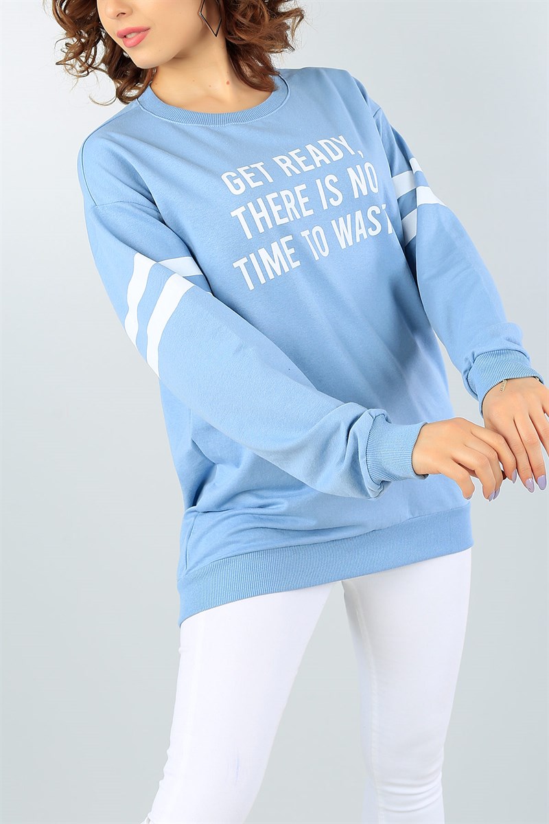 27 95 Tl Bebe Mavisi Kol Seritli Bayan Sweat Modamizbir Modamizbir Com