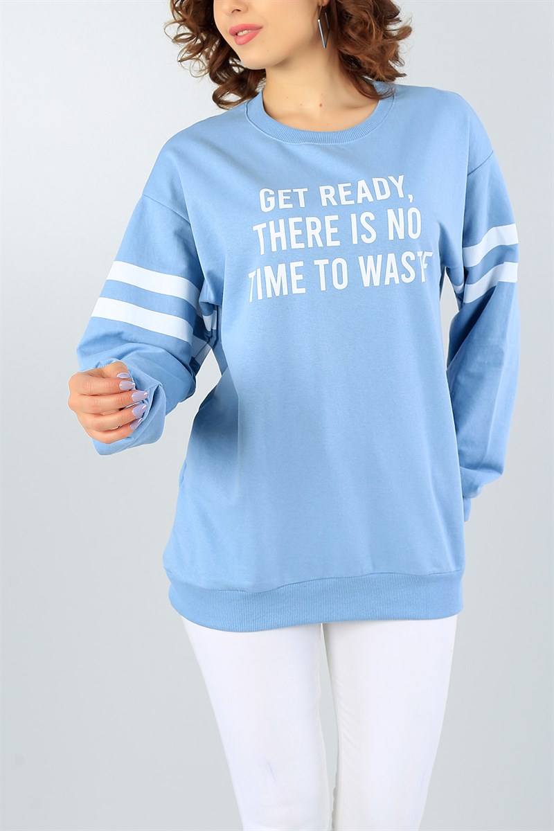 27 95 Tl Bebe Mavisi Kol Seritli Bayan Sweat Modamizbir Modamizbir Com