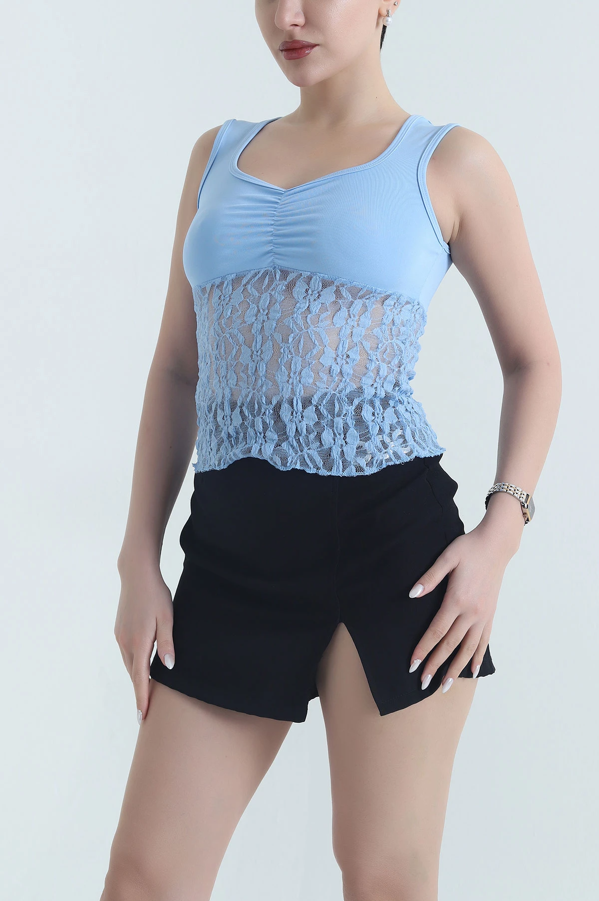 Bebe Mavisi Kolsuz Scuba Kadın Bluz 442923