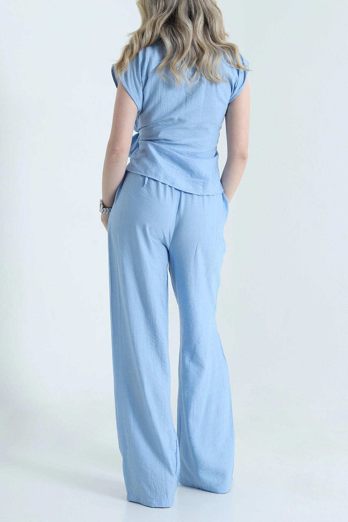 Bebe Mavisi Kraşlı Pantolon Bluz Kadın İkili Takım 455683