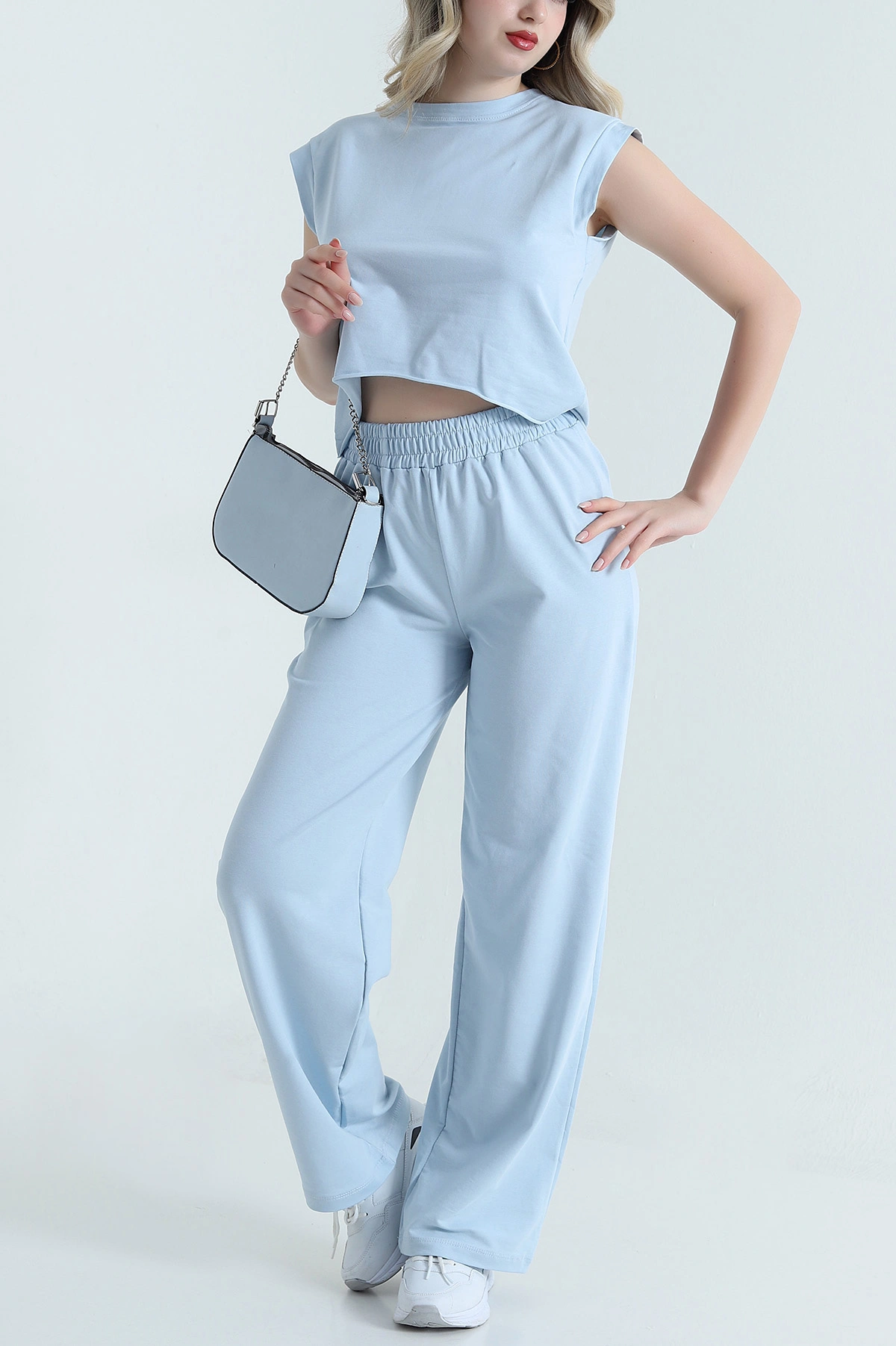 Bebe Mavisi Kristal Bel Lastikli Kadın İkili Takım 465945
