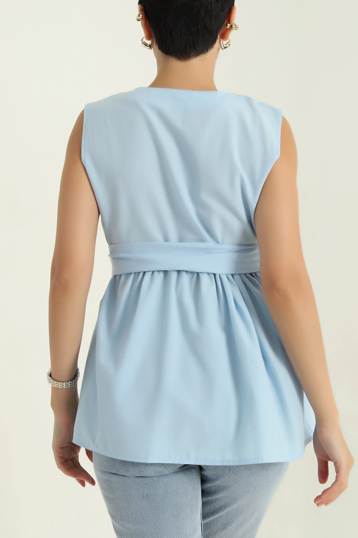 Bebe Mavisi Kruvaze Yaka Poplin Bluz 368092