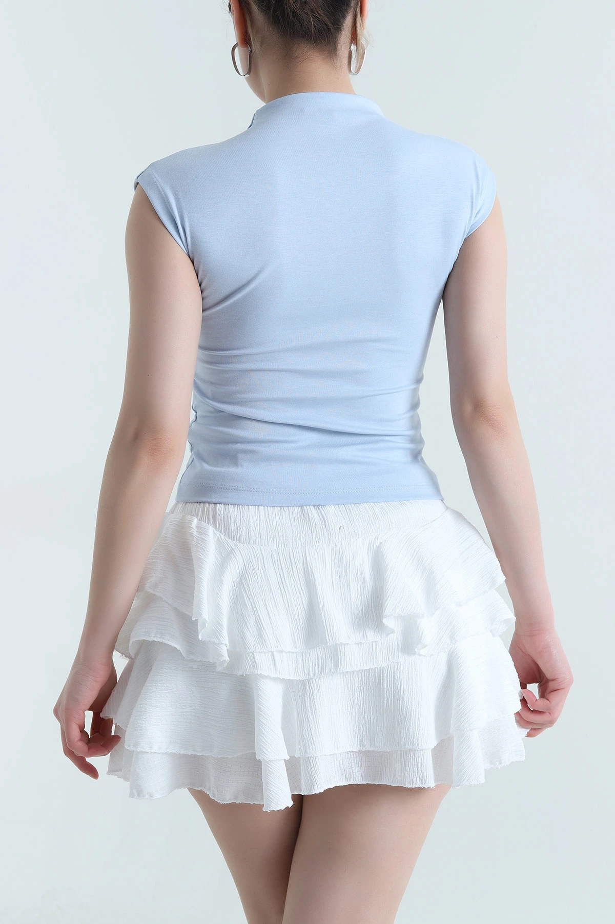 Bebe Mavisi Likralı Kolsuz Modal Kadın Bluz 452507