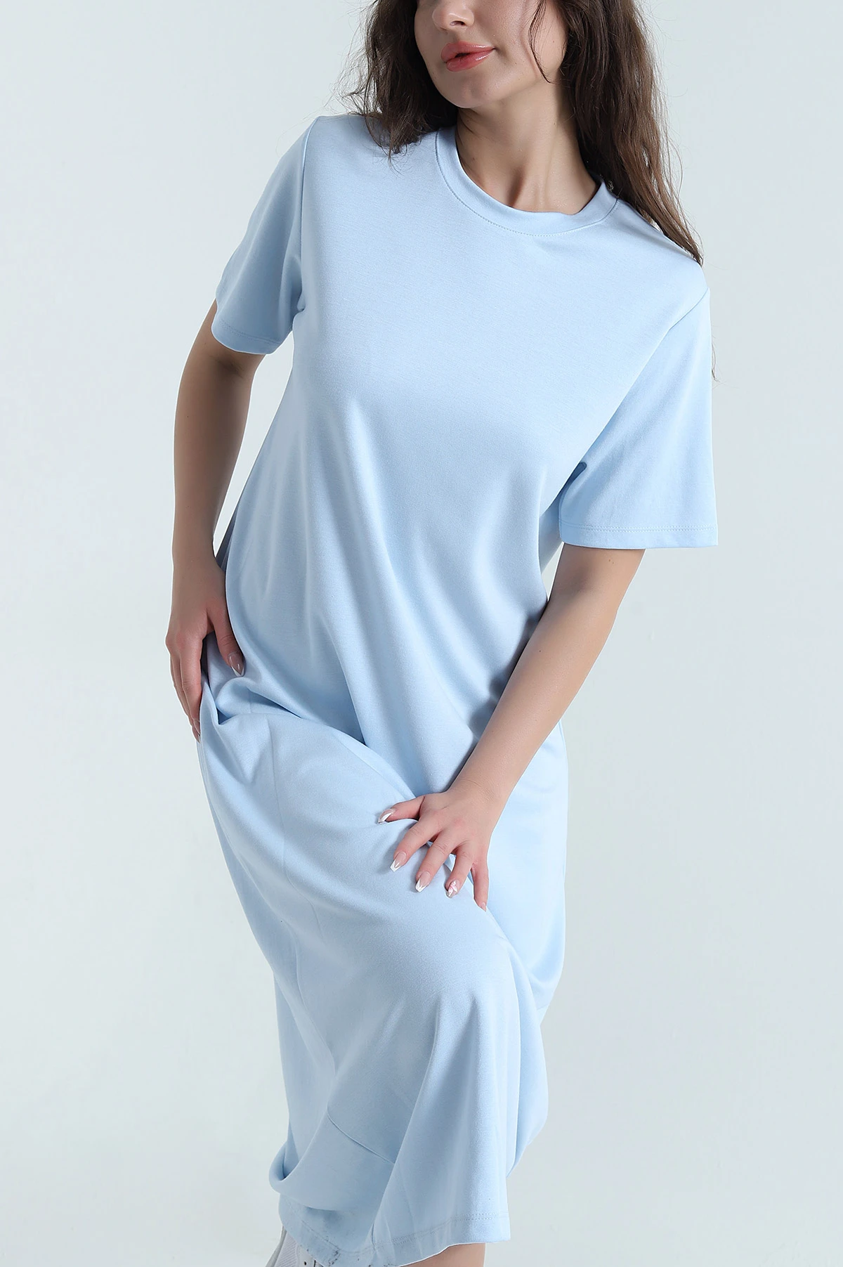 Bebe Mavisi Likralı Oysho Kadın Elbise 461588