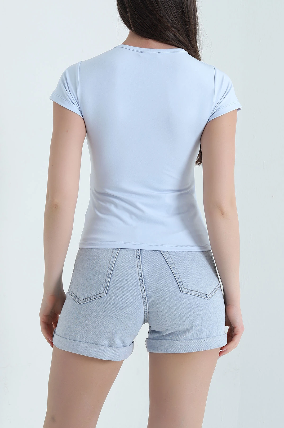 Bebe Mavisi Likralı Scuba Kadın Bluz 454566