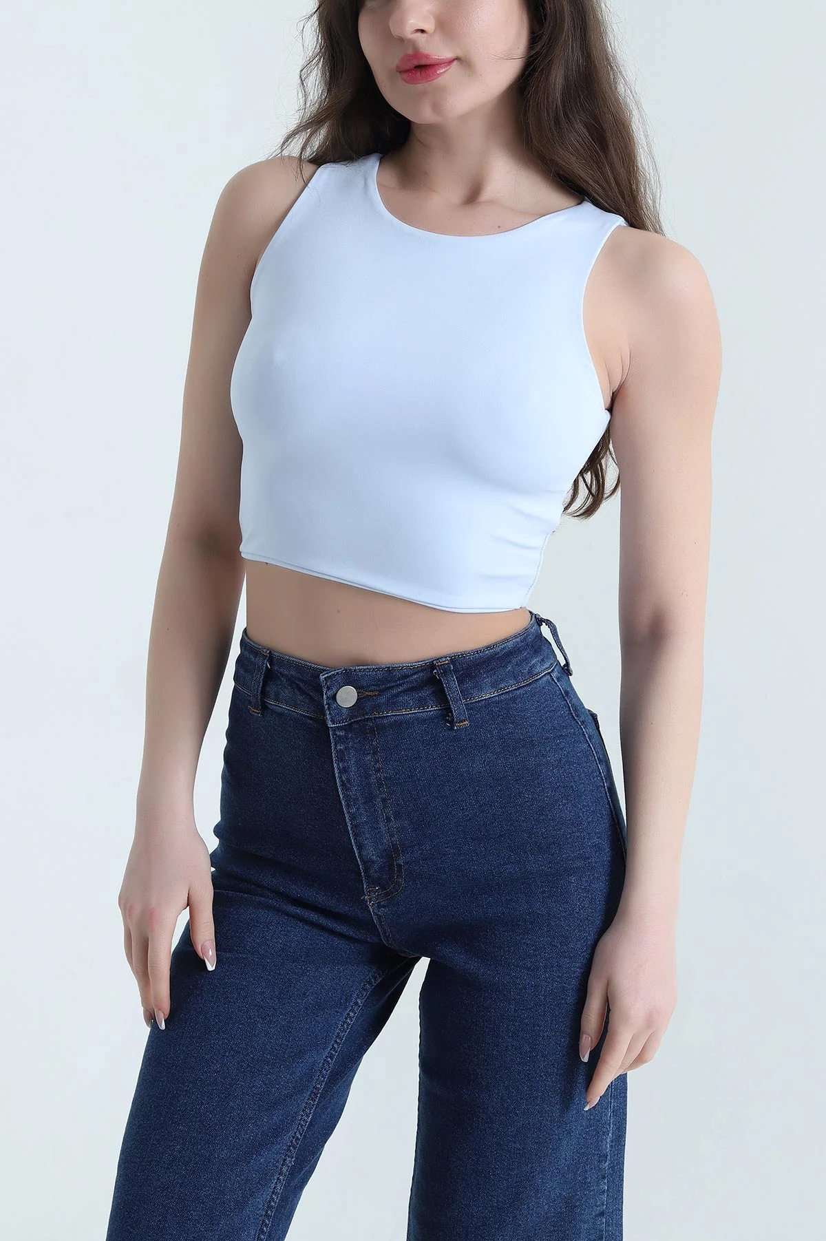 Bebe Mavisi Likralı Scuba Kadın Crop 453804