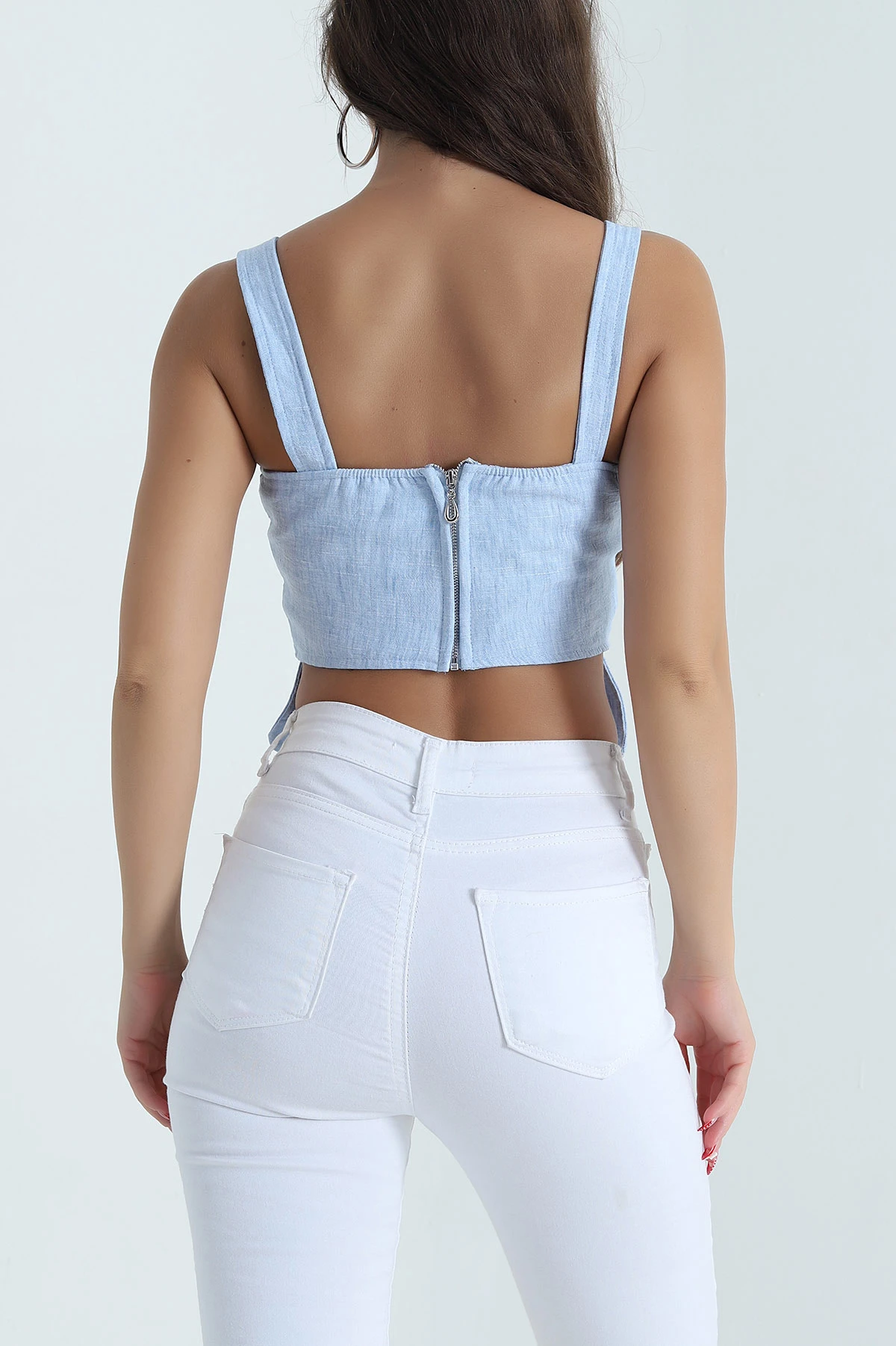 Bebe Mavisi Marsilya Keten Kadın Bluz 474377