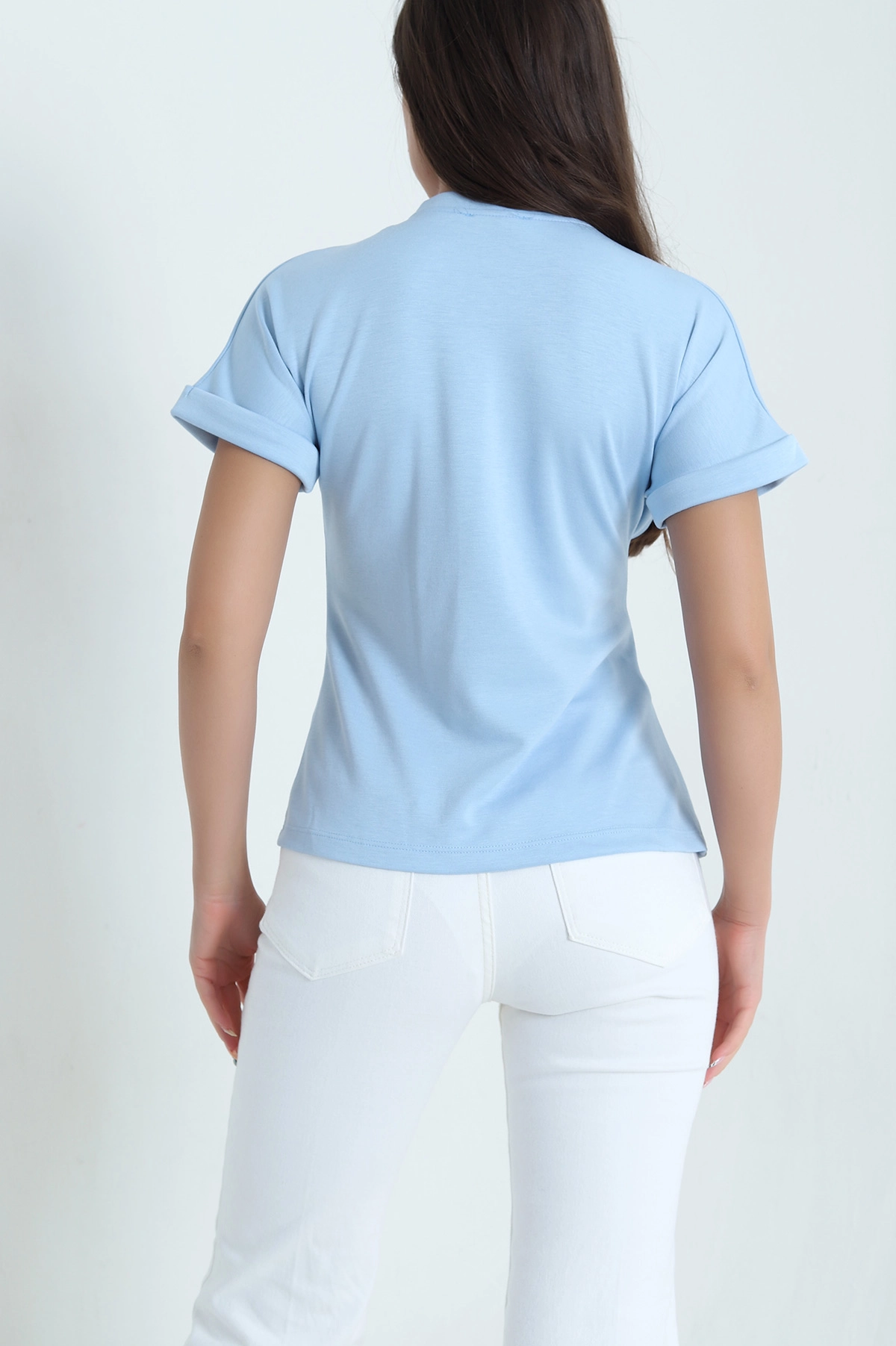 Bebe Mavisi Modal Kumaş Ön Pile Detay Bluz 466506