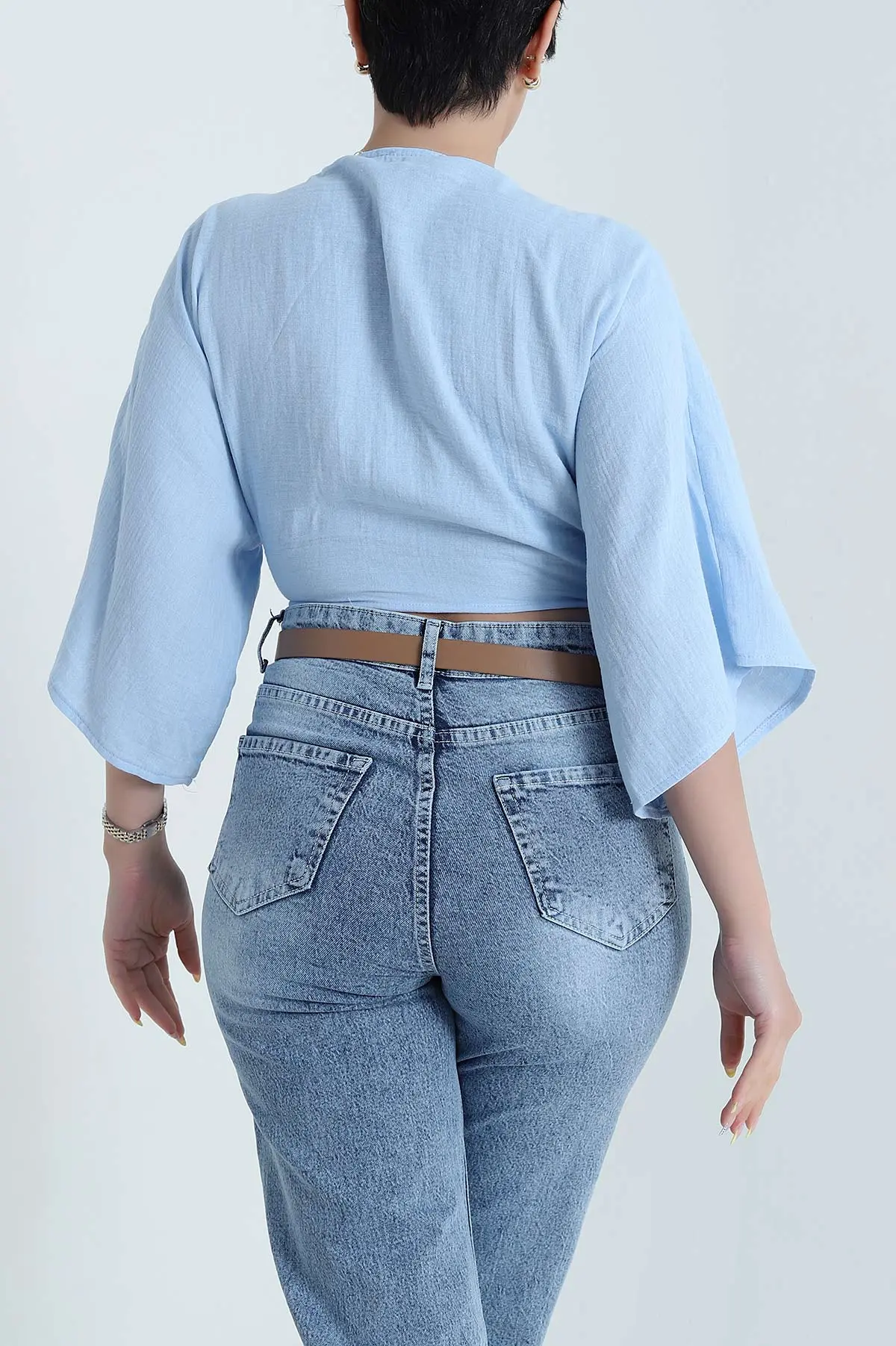 Bebe Mavisi Müslin Kumaş Bağlamalı Bolero 467486