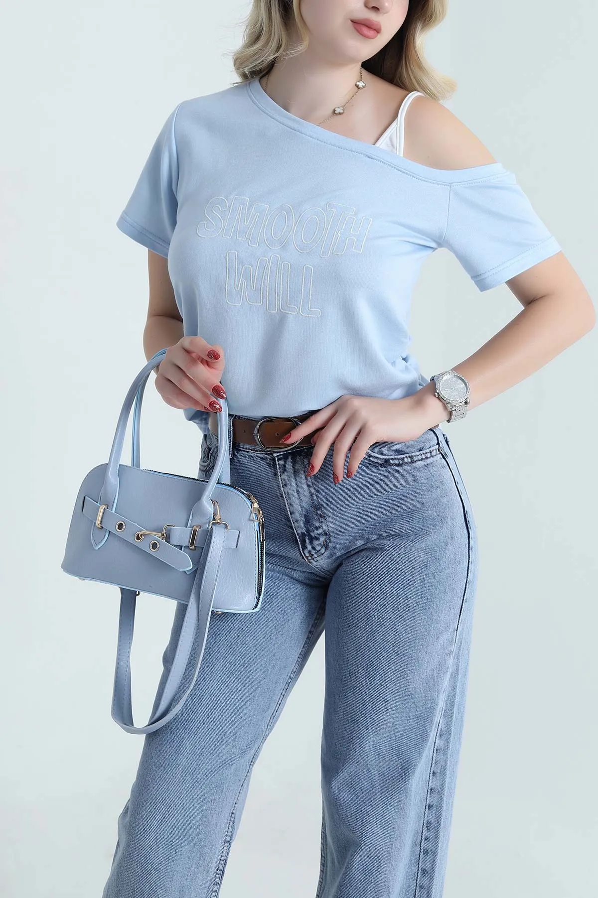 Bebe Mavisi Nakışlı İki İp Kadın Bluz 464550