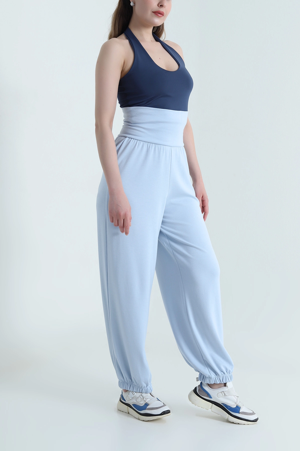 Bebe Mavisi Paça Lastikli Oysho Kadın Pantolon 465326