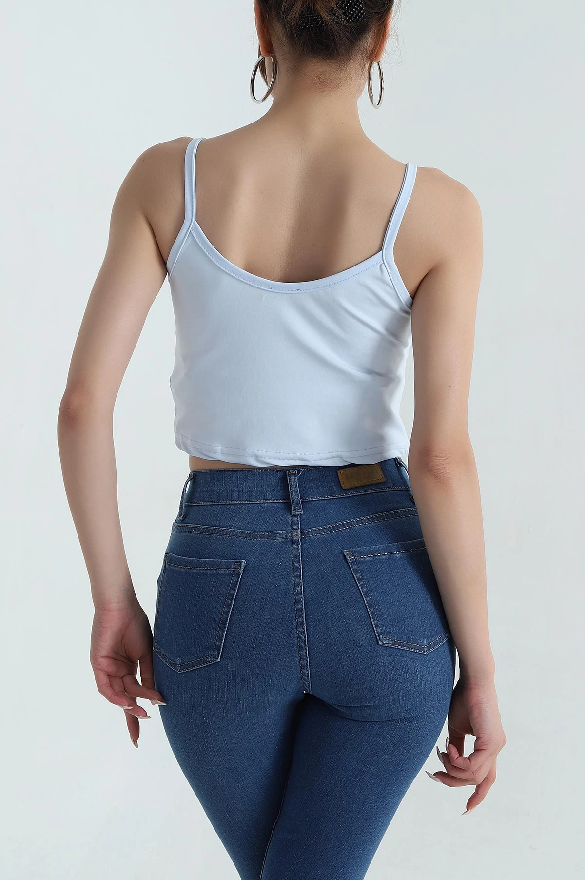 Bebe Mavisi Palmiye İp Askılı Kadın Crop 379579