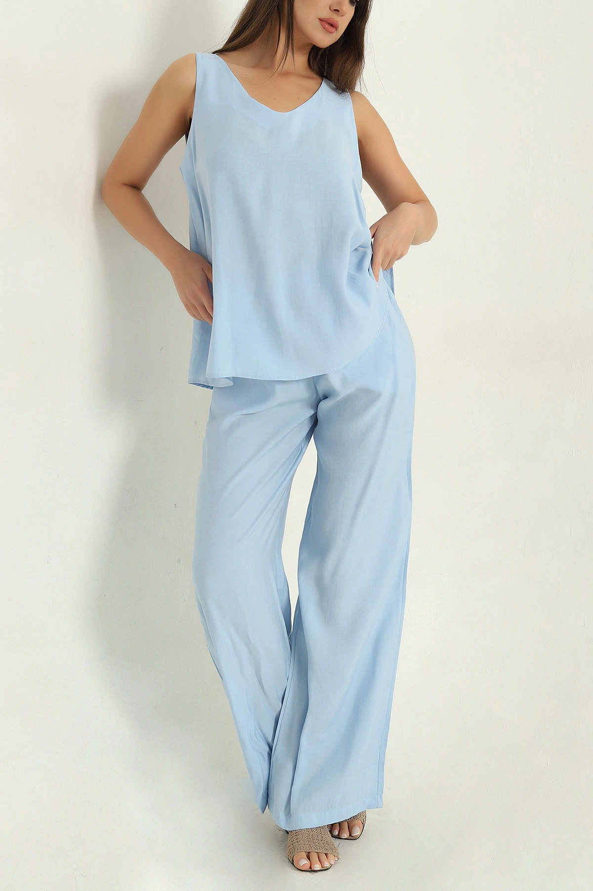 Bebe Mavisi Pantolon Bluz Modal Kadın İkili Takım 367587