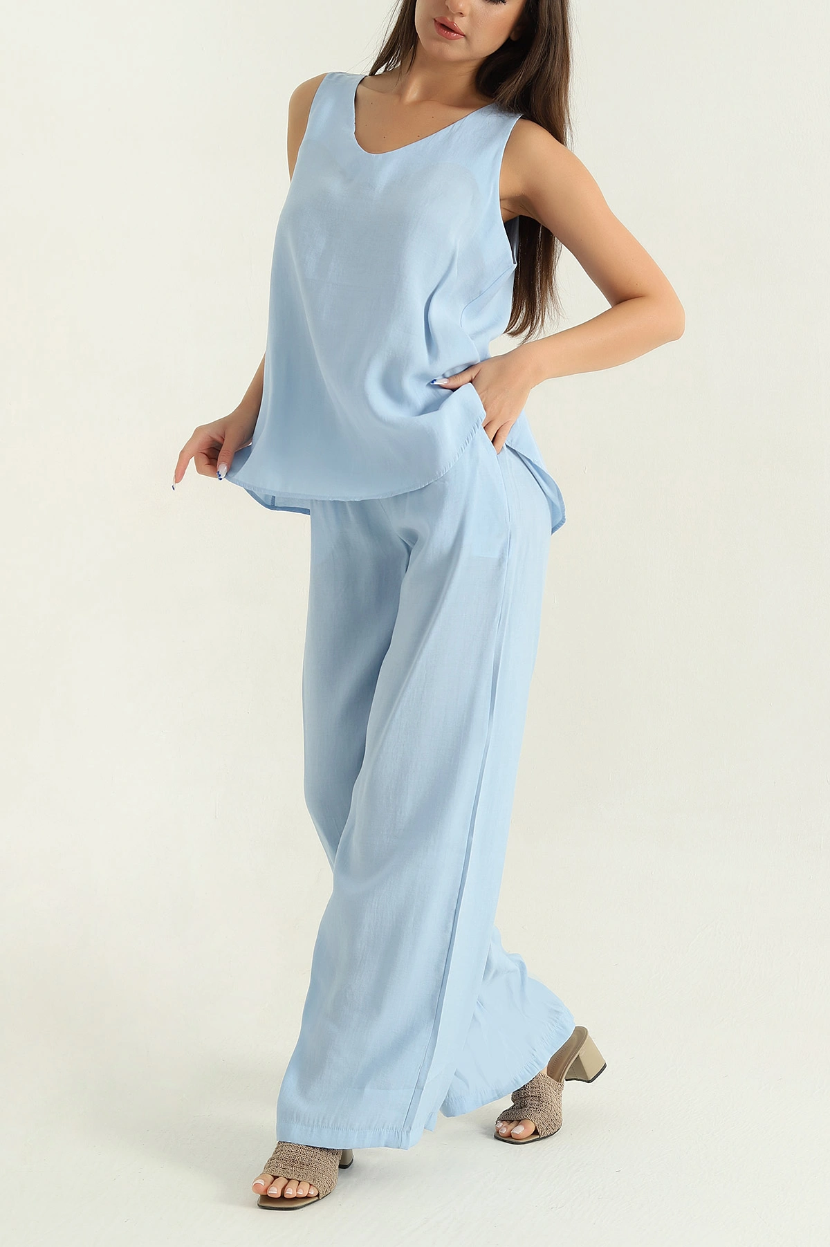 Bebe Mavisi Pantolon Bluz Modal Kadın İkili Takım 367587