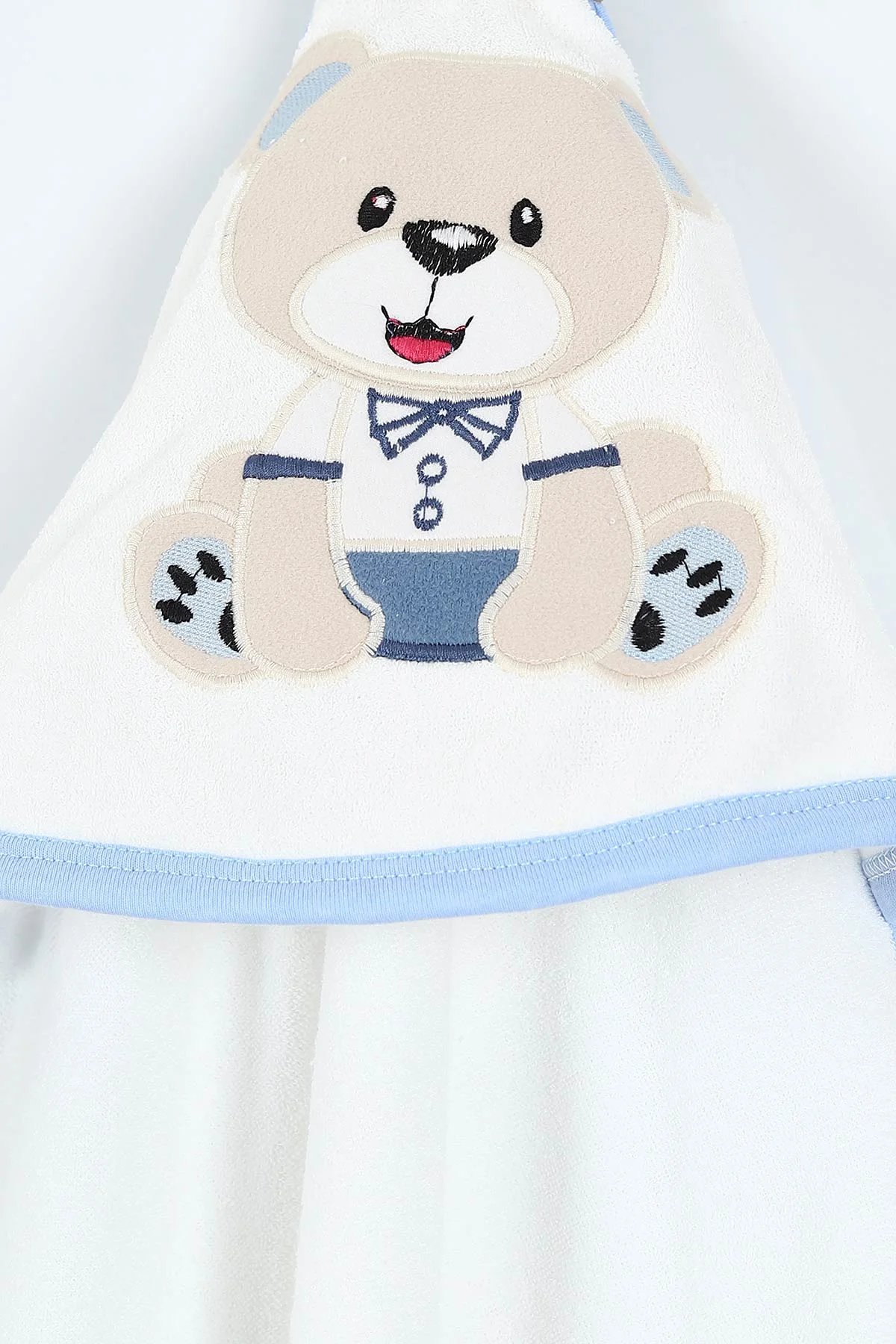 Bebe Mavisi Papyonlu Ayı Nakışlı Çift Katlı Erkek Bebek Silgi Havlu 375522