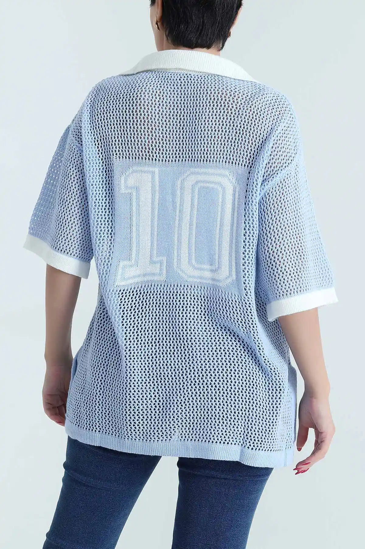 Bebe Mavisi Polo Yaka Ajurlu Triko 477714
