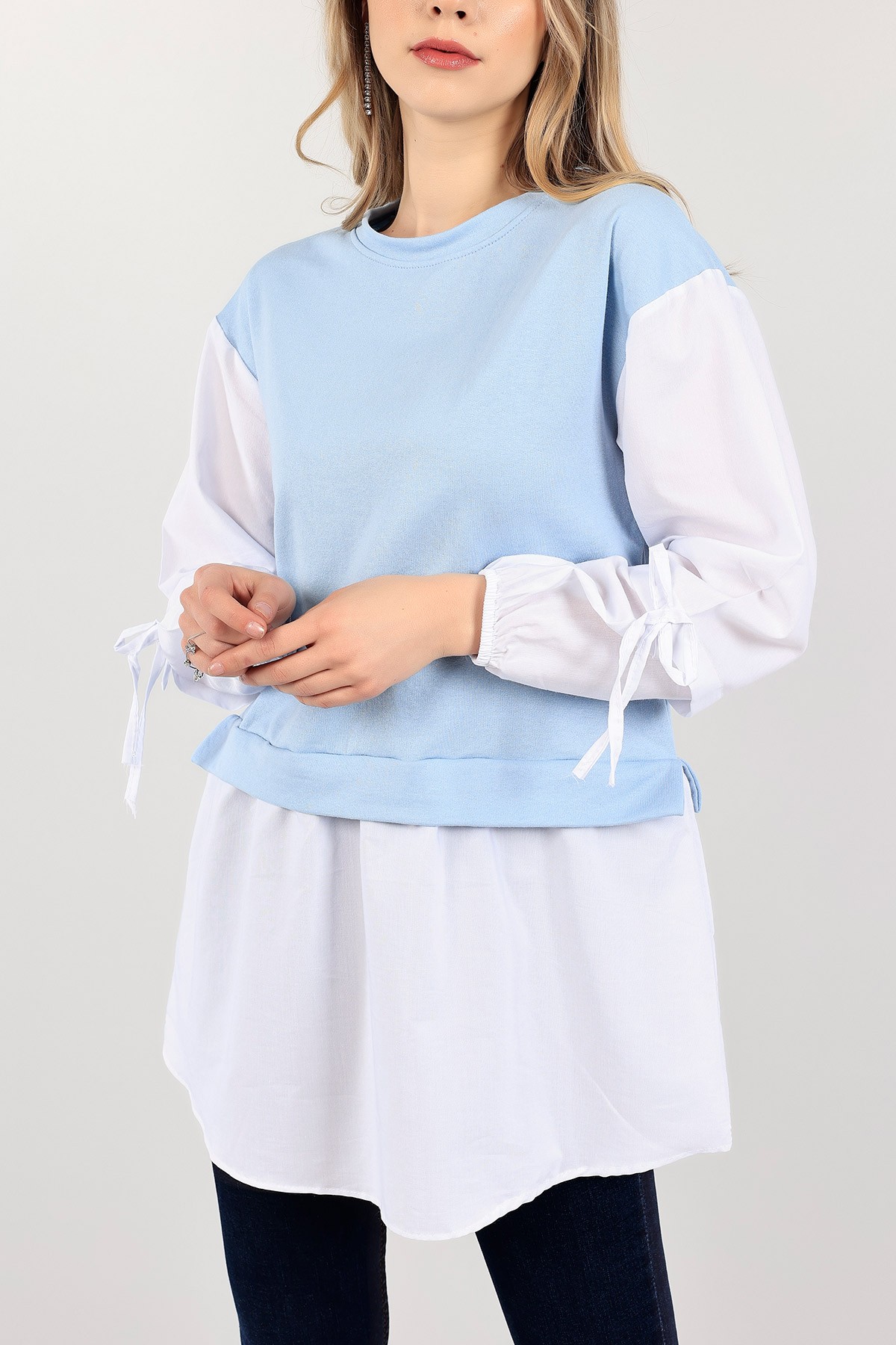 Bebe Mavisi Poplin Garnili İki İp Tunik 109852
