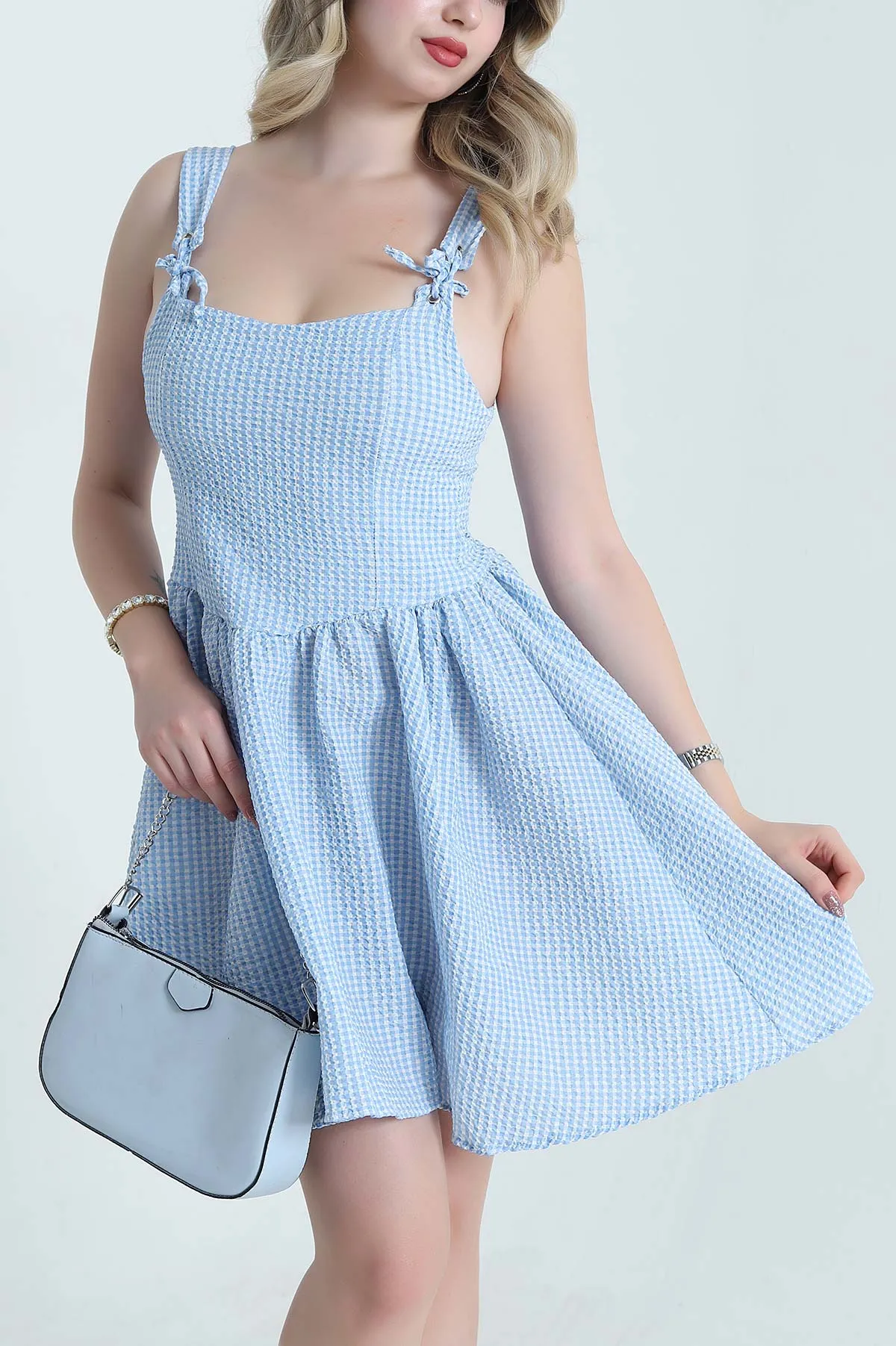 Bebe Mavisi Pötikare Askılı Kadın Elbise 478528