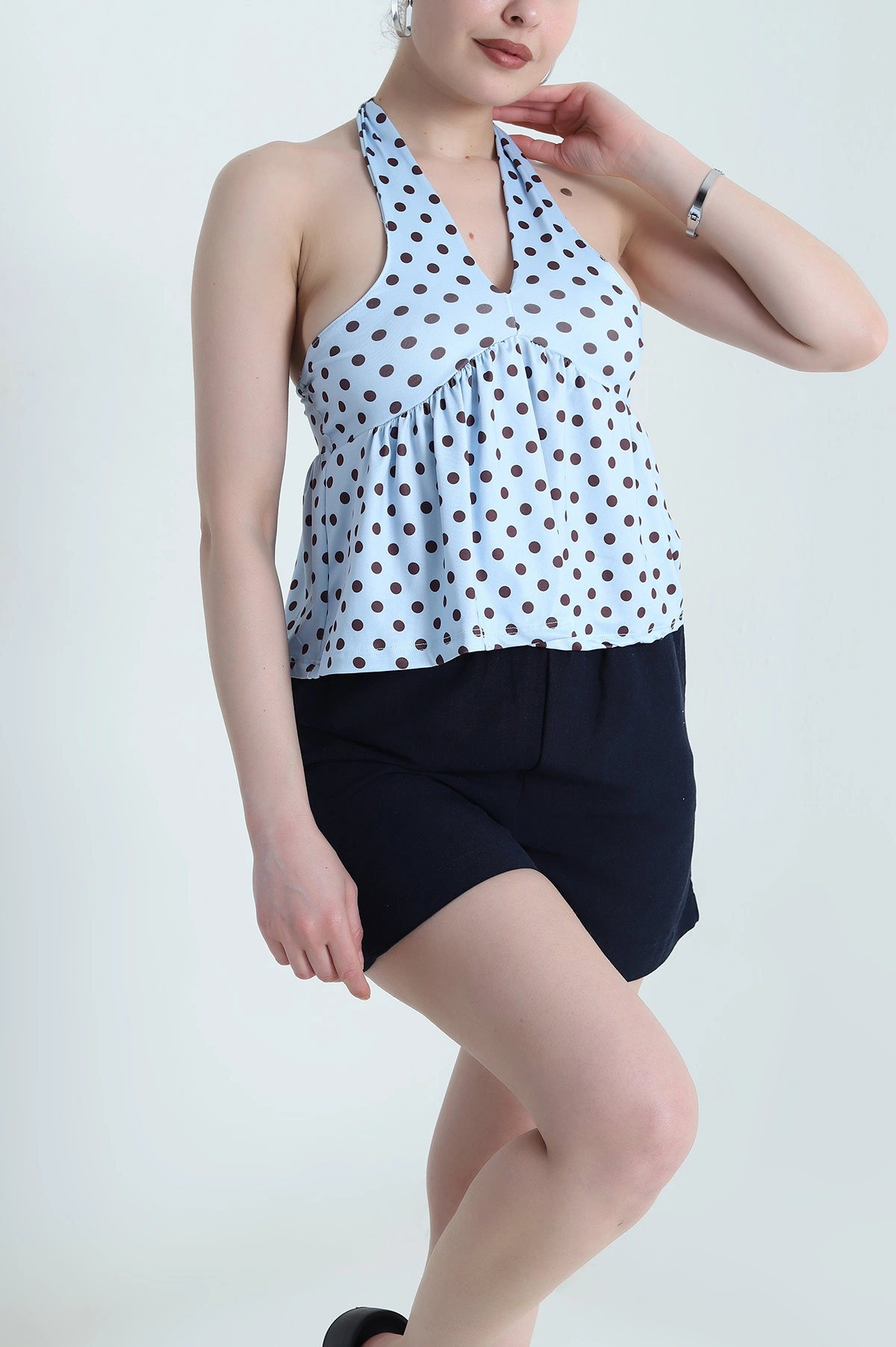 Bebe Mavisi Puantiyeli Sandy Kadın Bluz 462093