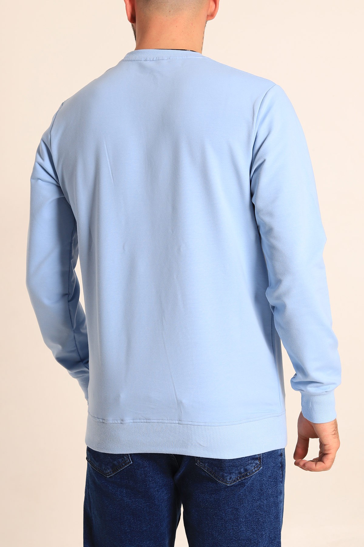 Bebe Mavisi Regular Fit Basic Bisiklet Yaka Erkek Sweatshirt 217621