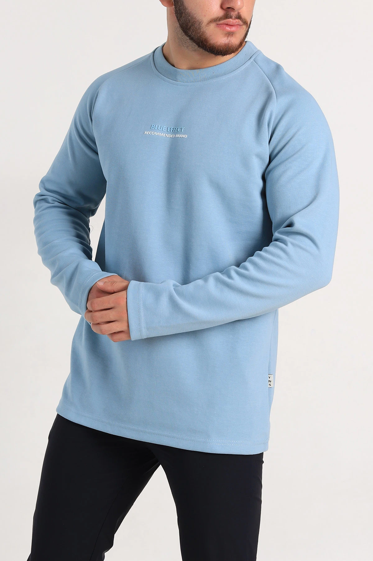 Bebe Mavisi Regular Fit Kabartma Baskılı Erkek Sweatshirt 305852