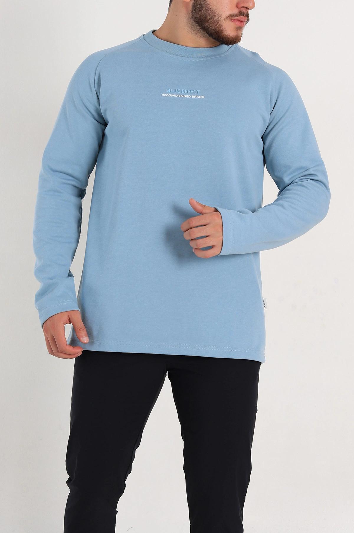 Bebe Mavisi Regular Fit Kabartma Baskılı Erkek Sweatshirt 305852
