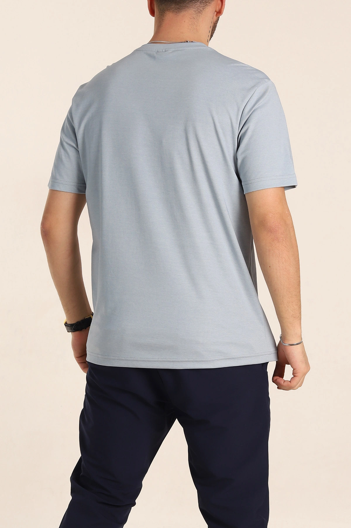 Bebe Mavisi Regular Fit Nakış Logo Detaylı Basic Erkek Tişört 338458