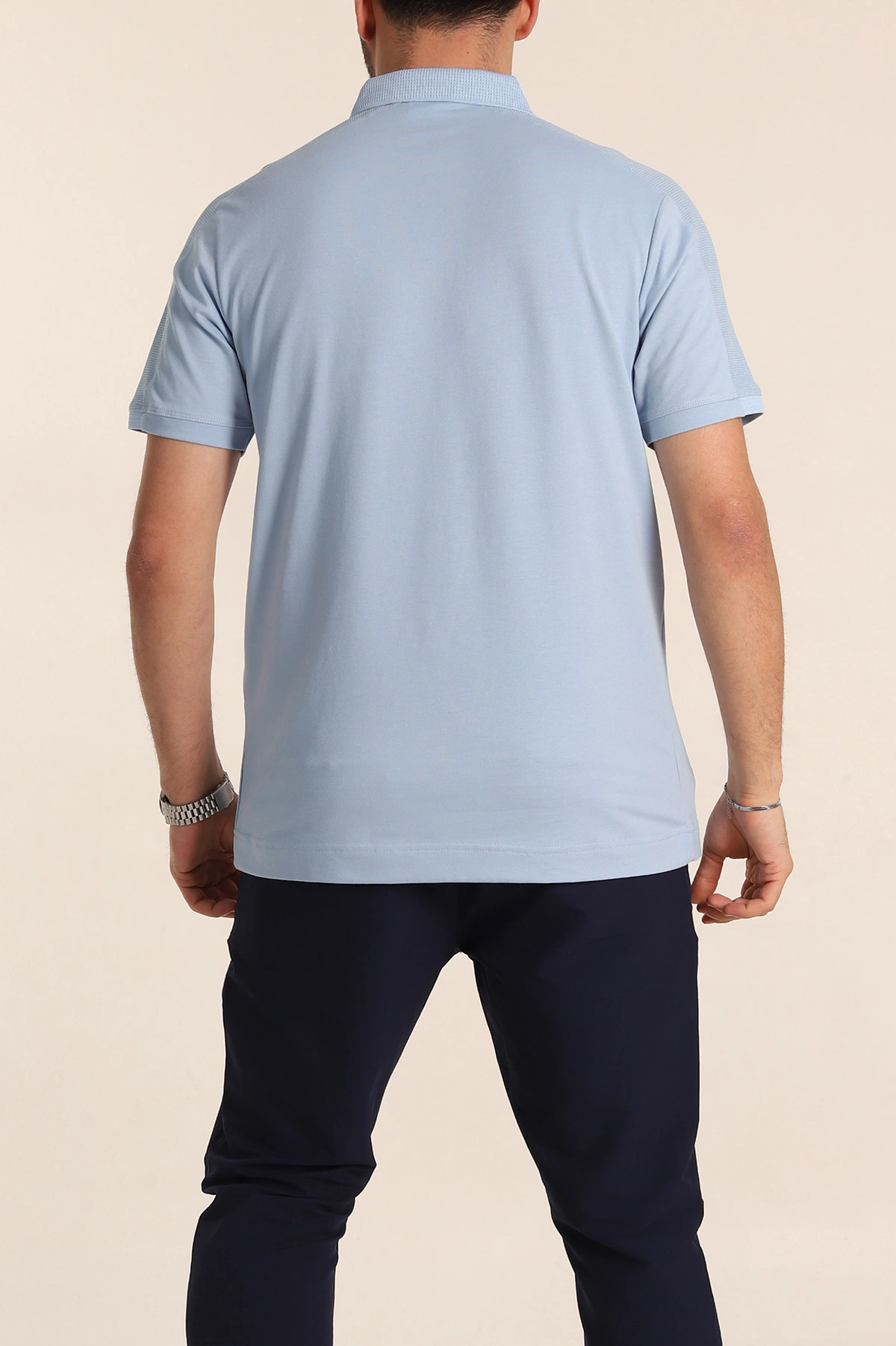 Bebe Mavisi Regular Fit Parçalı Polo Yaka Erkek Tişört 346734