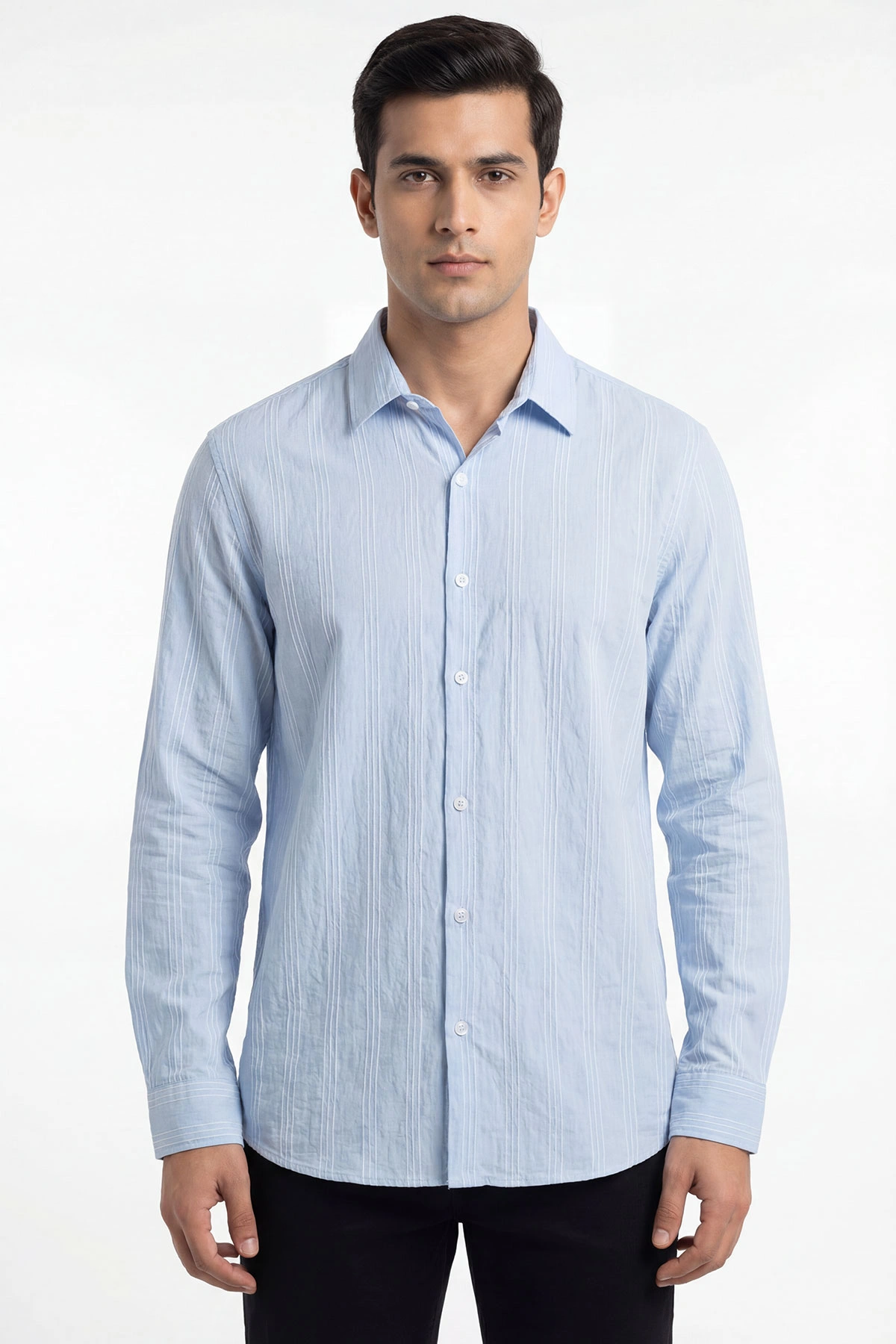 Bebe Mavisi Relaxed Fit Çizgili Erkek Gömlek 435787