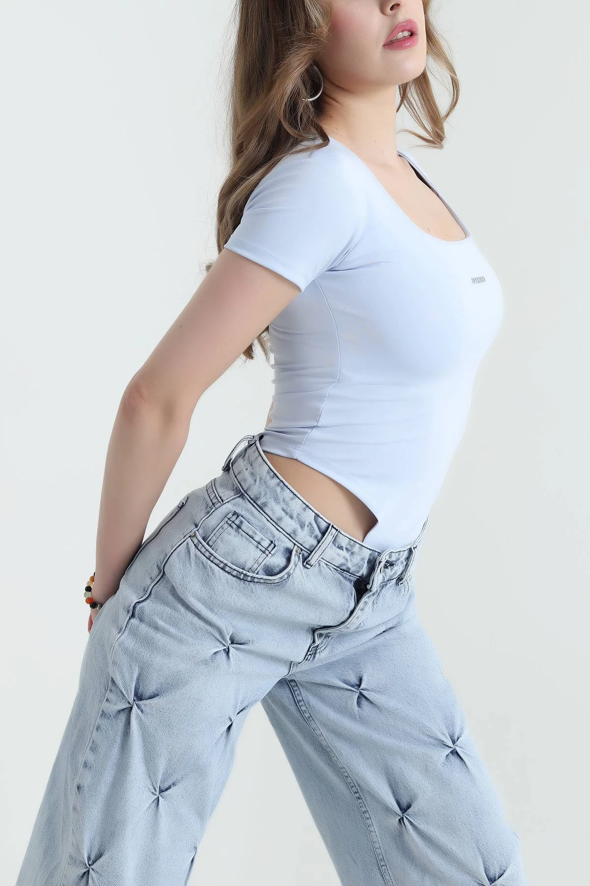 Bebe Mavisi Scuba Likralı Kadın Zıbın Bluz 432262