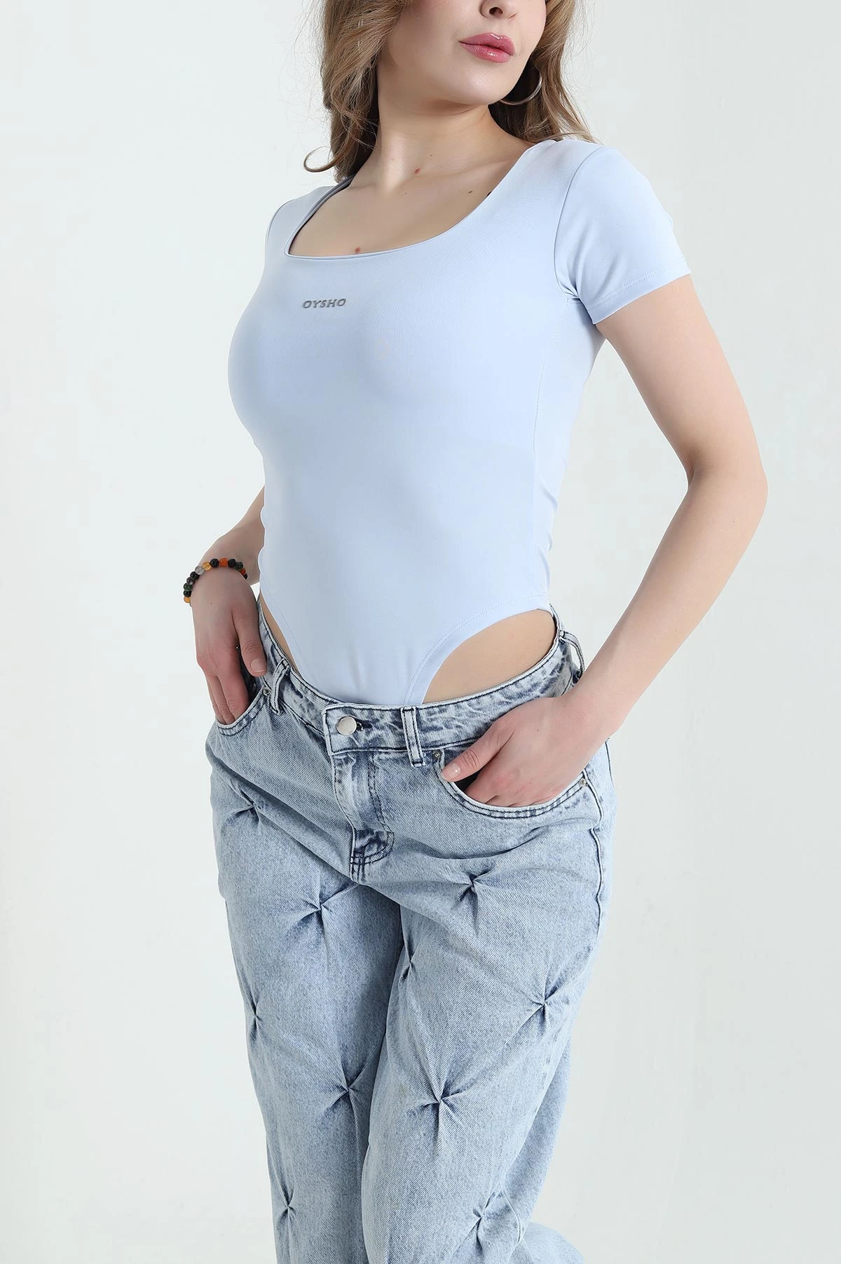 Bebe Mavisi Scuba Likralı Kadın Zıbın Bluz 432262