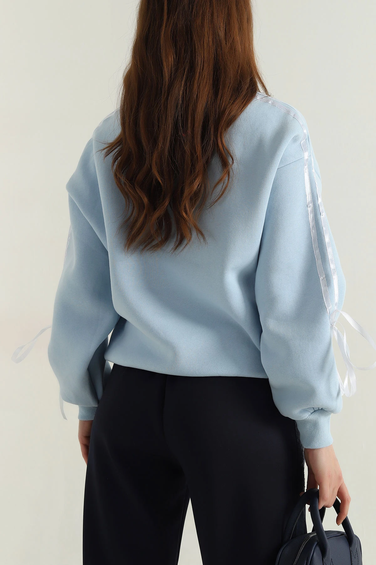 Bebe Mavisi Şerit Detay Şardonlu Üç İp Kadın Sweat 413803