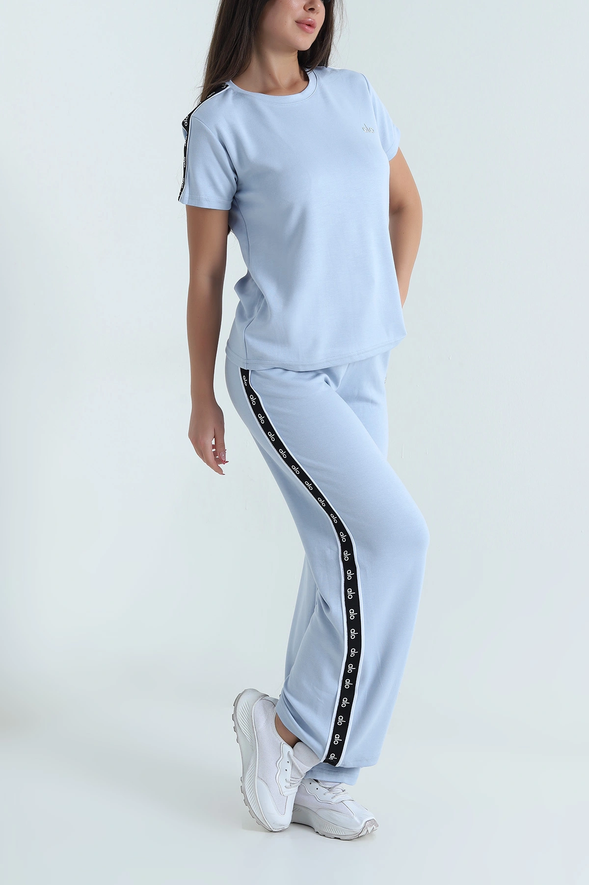 Bebe Mavisi Şeritli Likralı Oysho Kadın İkili Takım 474165