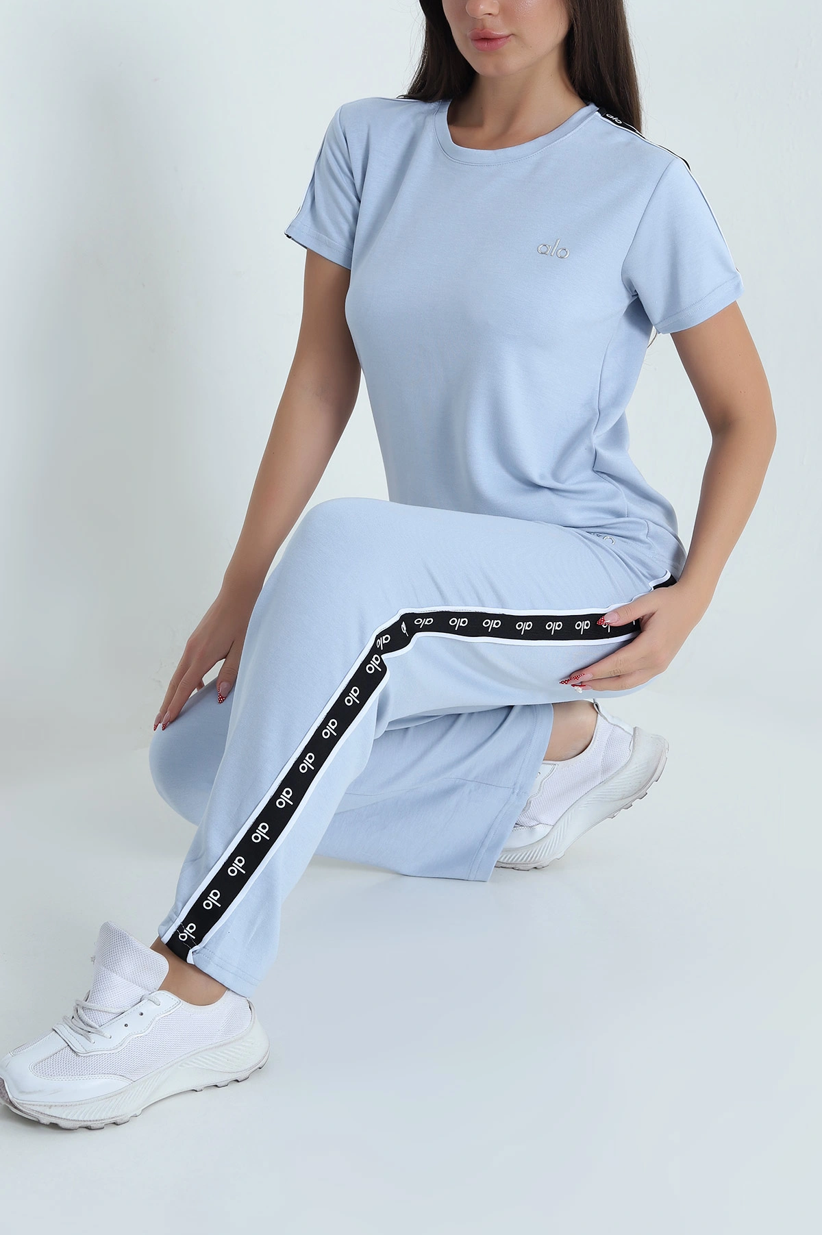 Bebe Mavisi Şeritli Likralı Oysho Kadın İkili Takım 474165