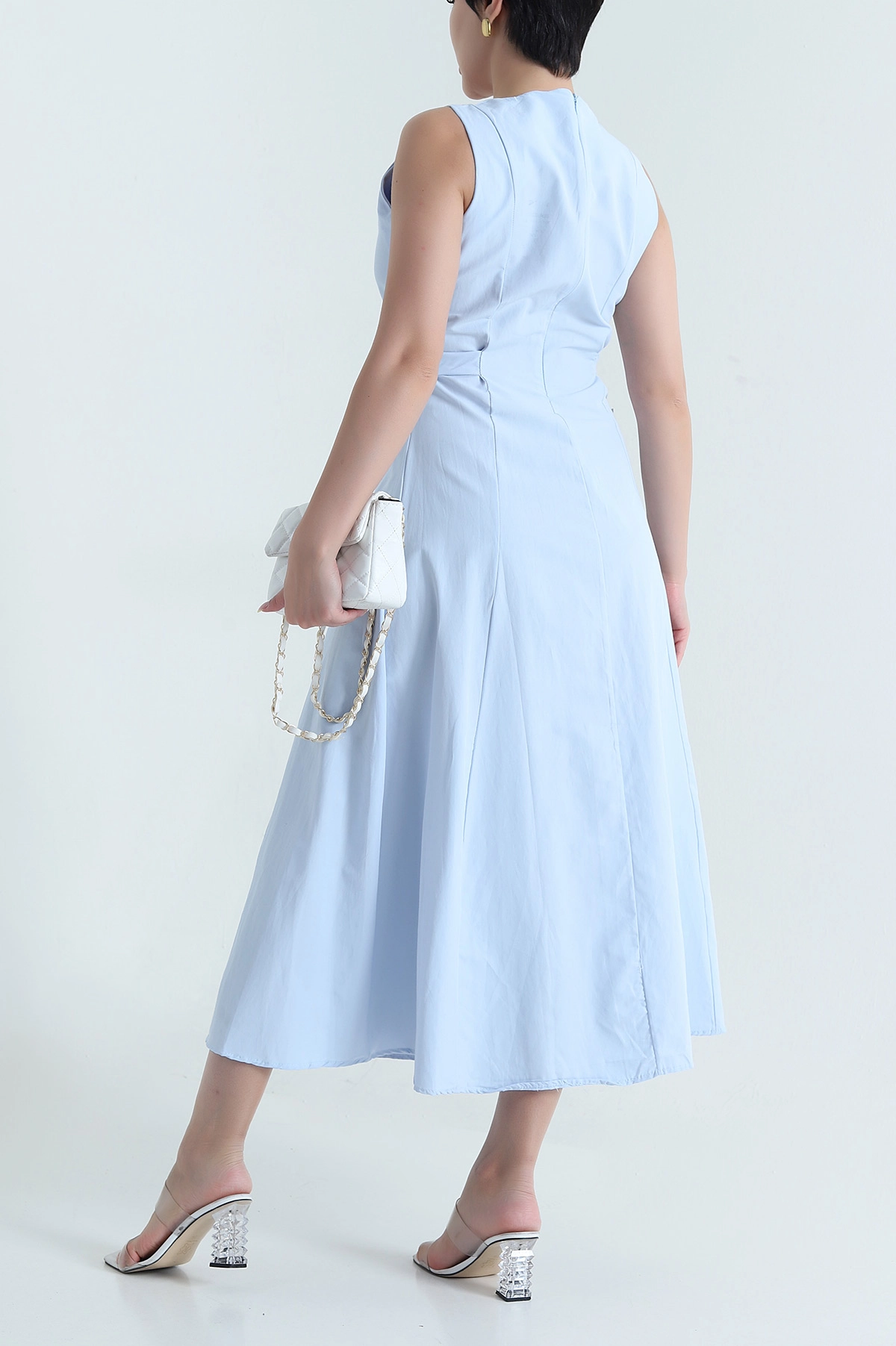 Bebe Mavisi Sıfır Kol Poplin Kadın Elbise 469360