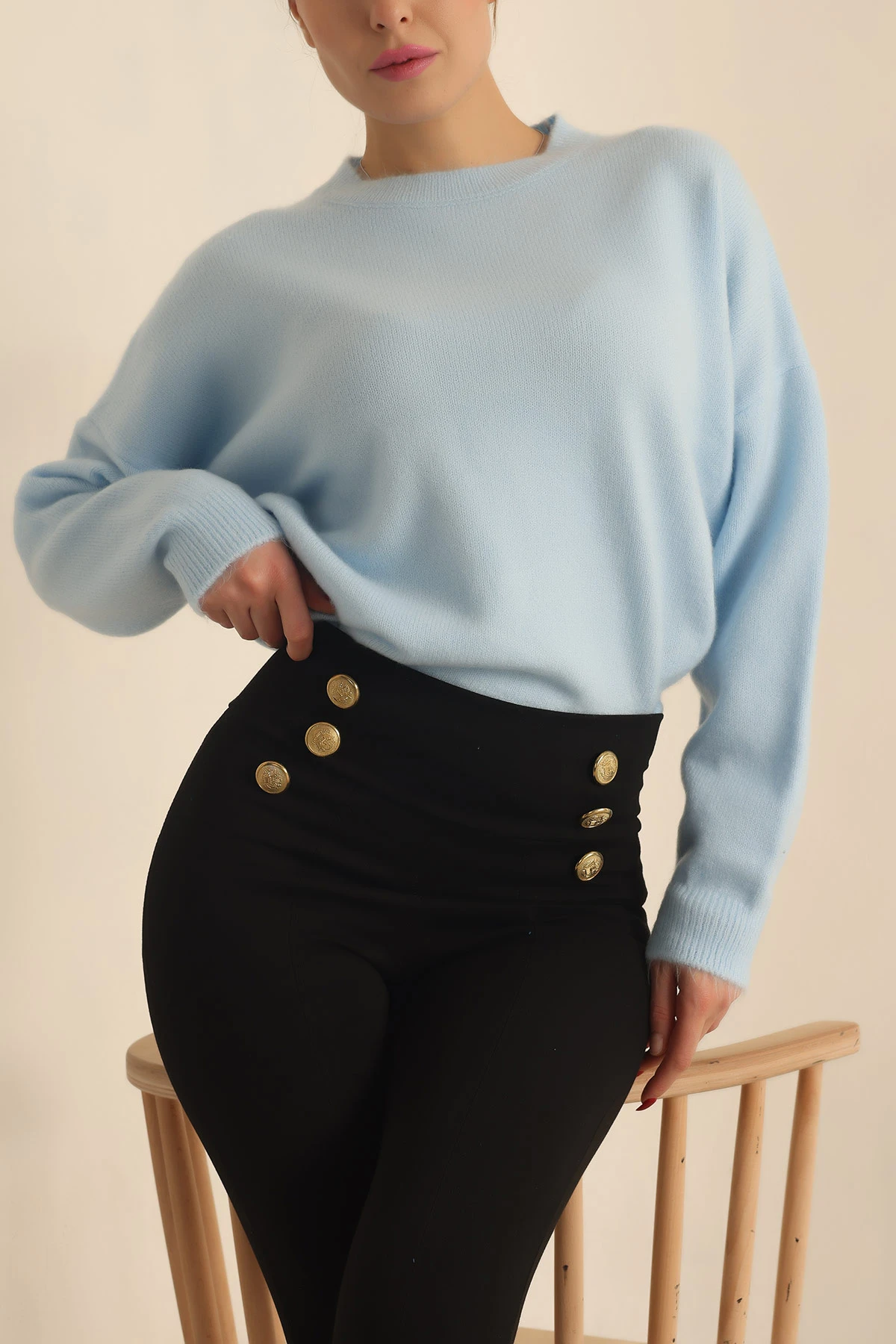 Bebe Mavisi Soft Triko Bayan Kazak 231535