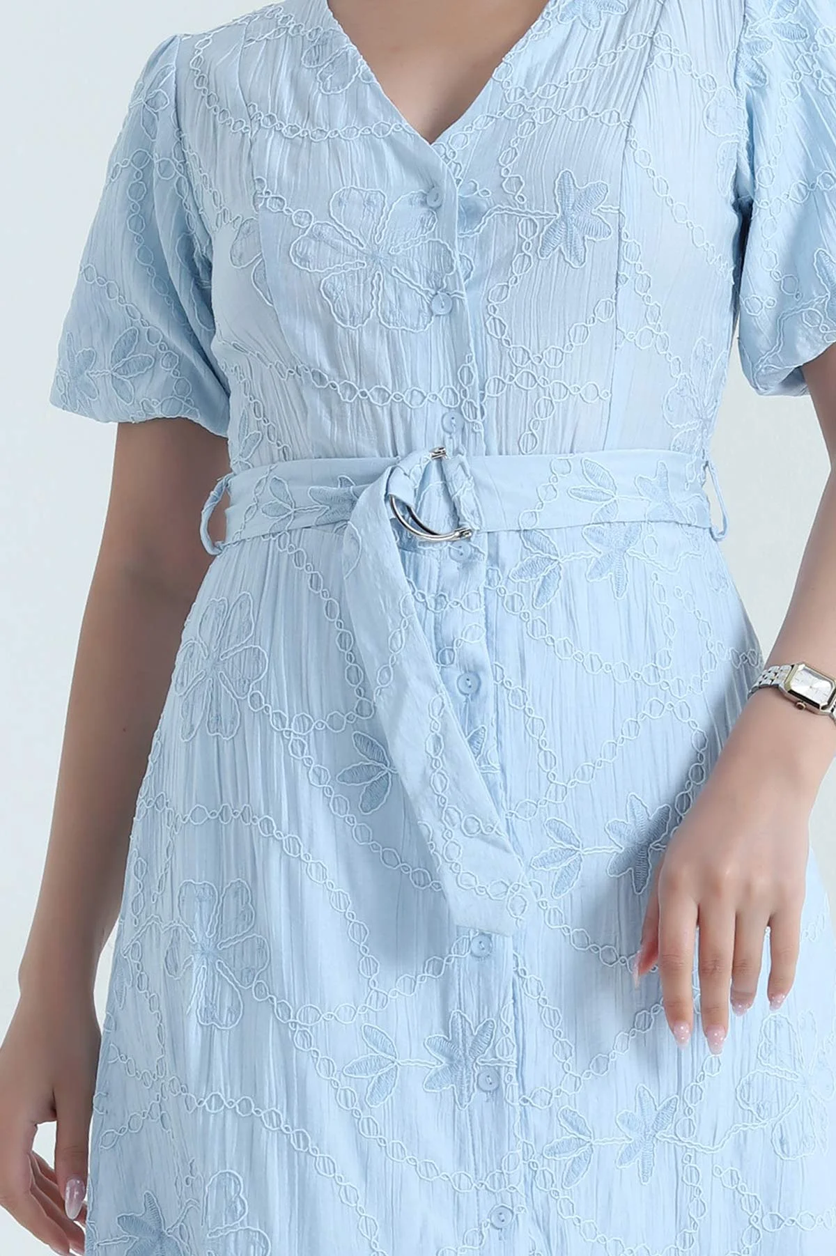 Bebe Mavisi Süzine Nakışlı Kadın Elbise 463377