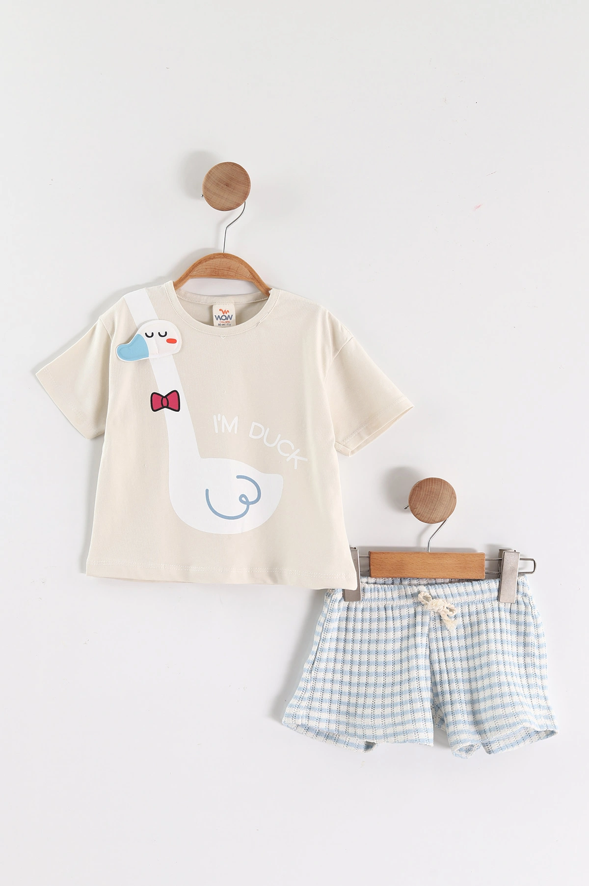 Bebe Mavisi Taş (1-4 Yaş)Duck Baskılı Şortlu Kız Çocuk Takım 464269