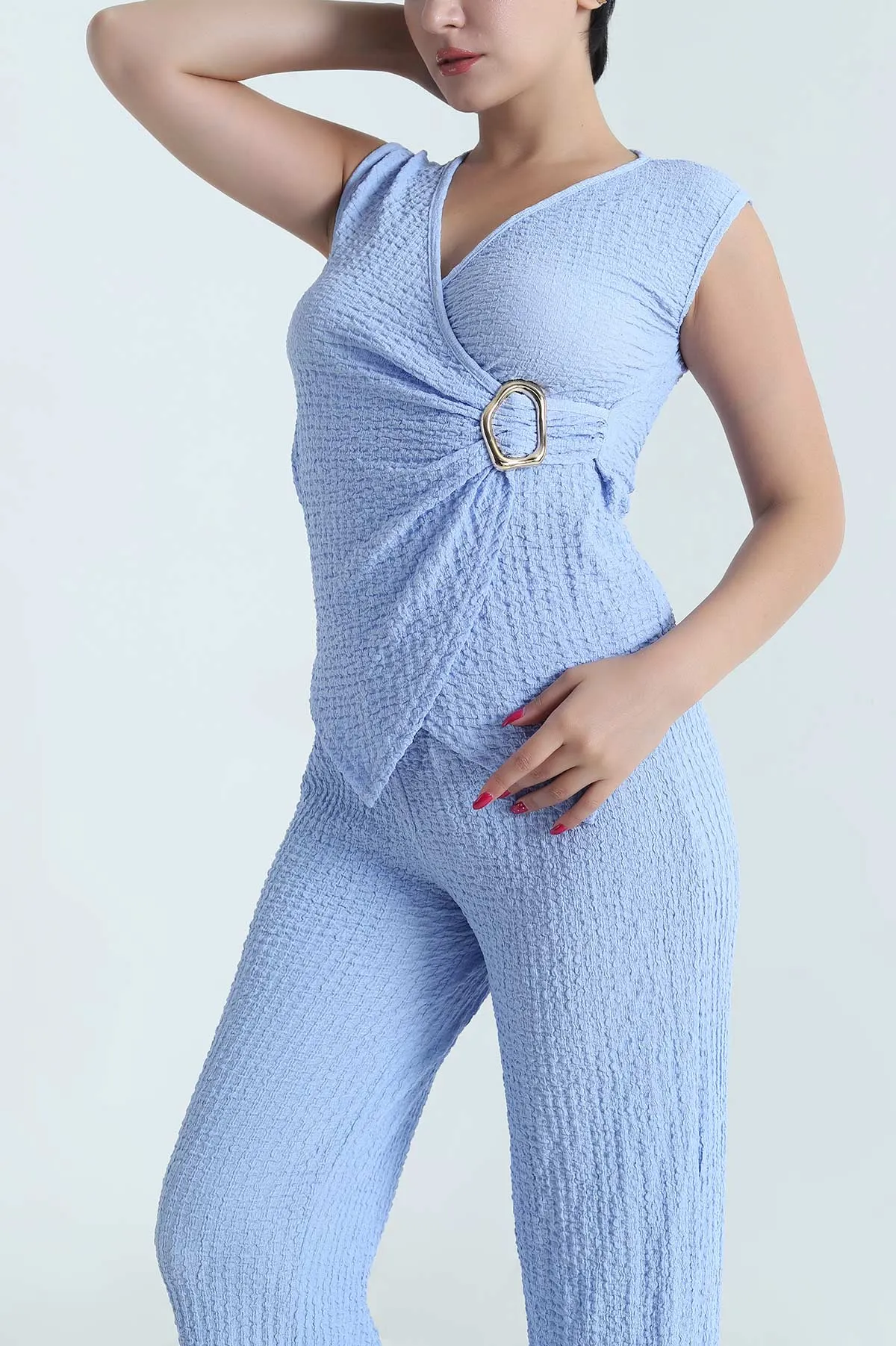 Bebe Mavisi Tokalı Gofre Kadın İkili Takım 477849