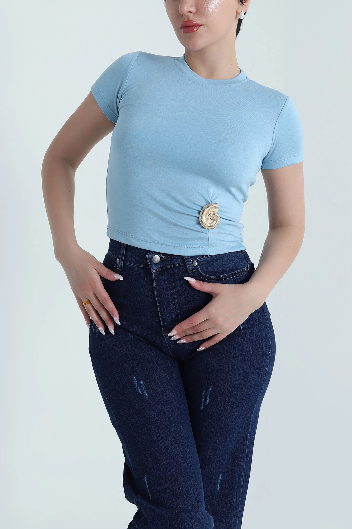 Bebe Mavisi Tokalı Oysho Kadın Bluz 465281