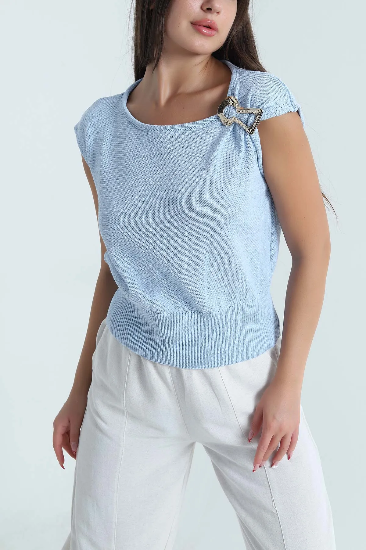 Bebe Mavisi Tokalı Triko Kadın Bluz 477621