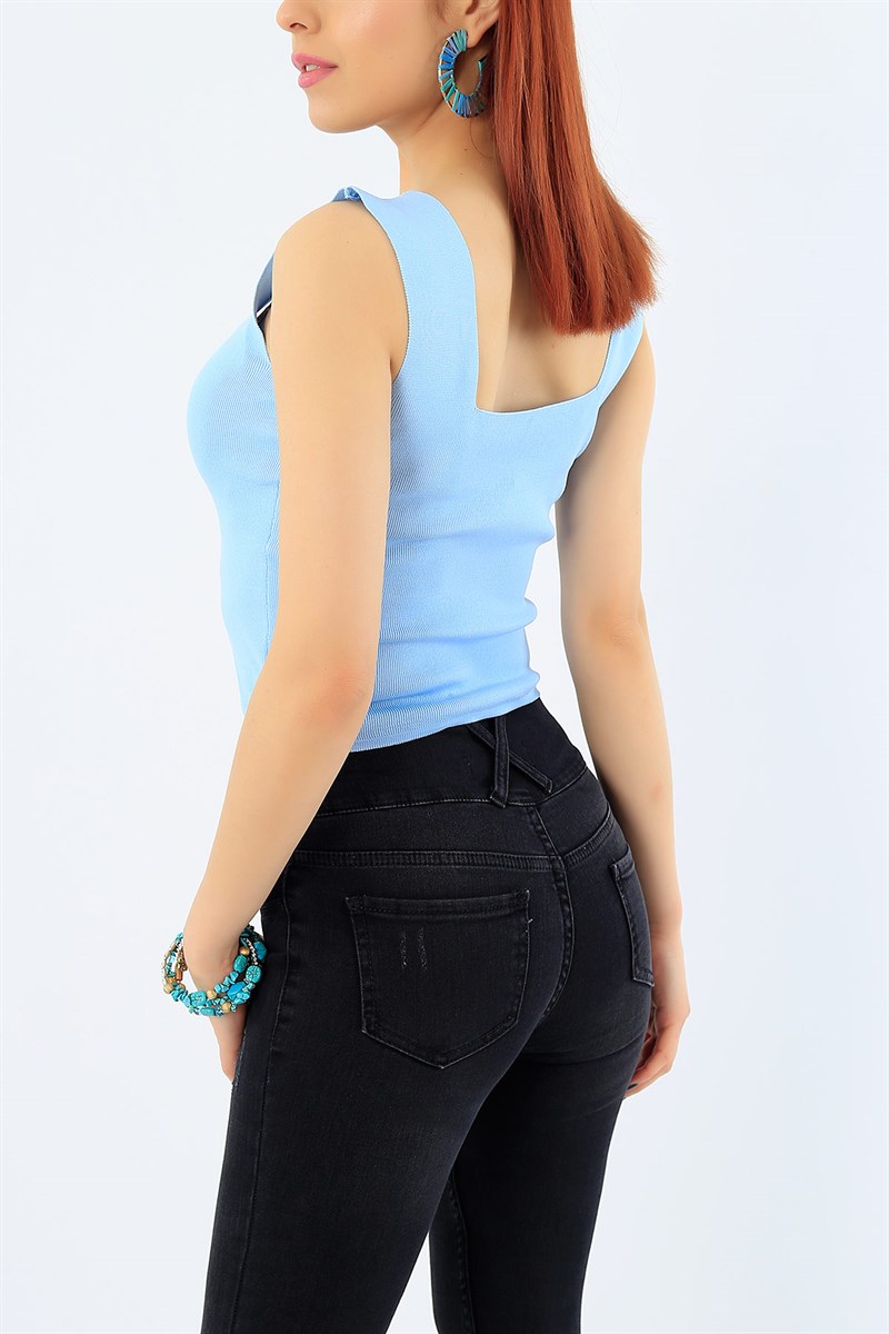 Bebe Mavisi U Yaka Likralı Bayan Atlet 31618