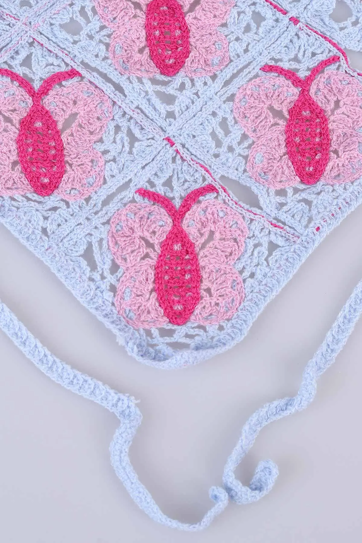 Bebe Mavisi Üçgen   Örgü Saç Bandanası 485787