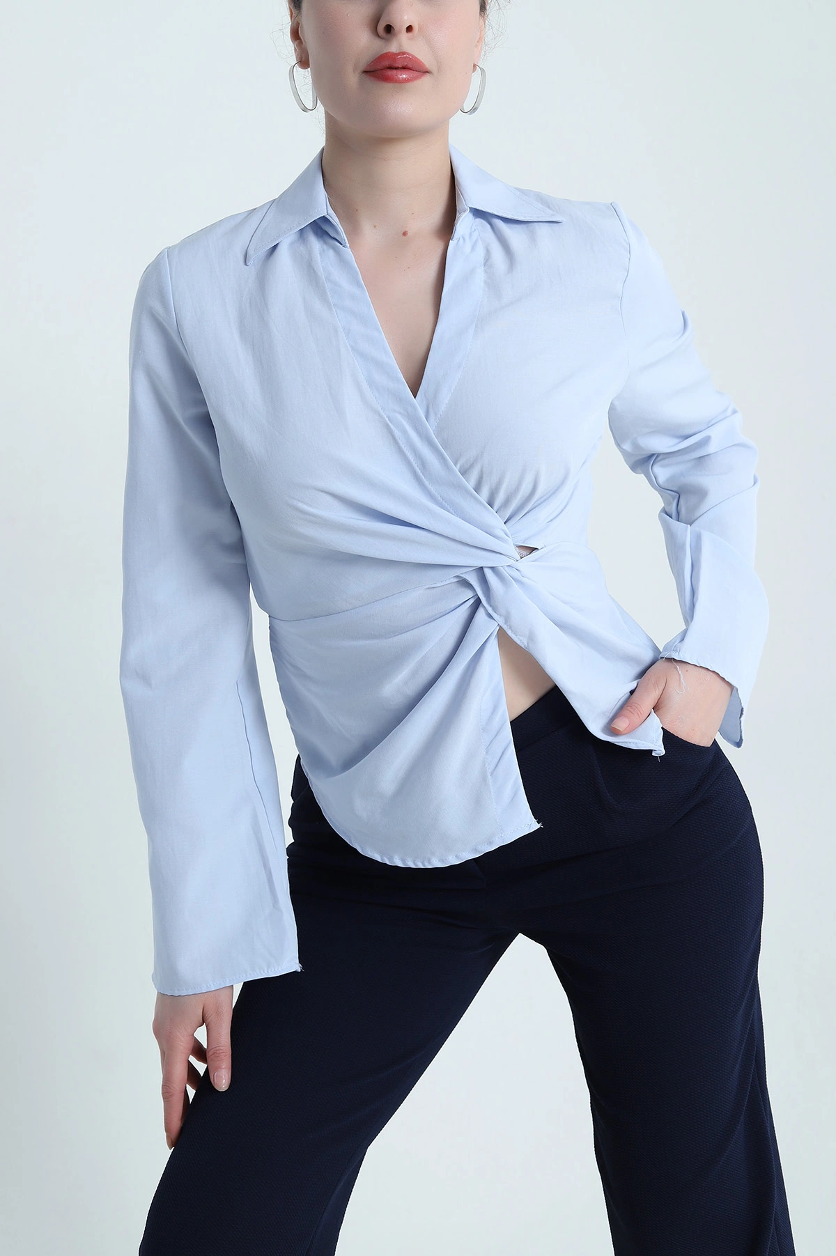Bebe Mavisi Yeni Sezon Poplin Kadın Bluz 461395