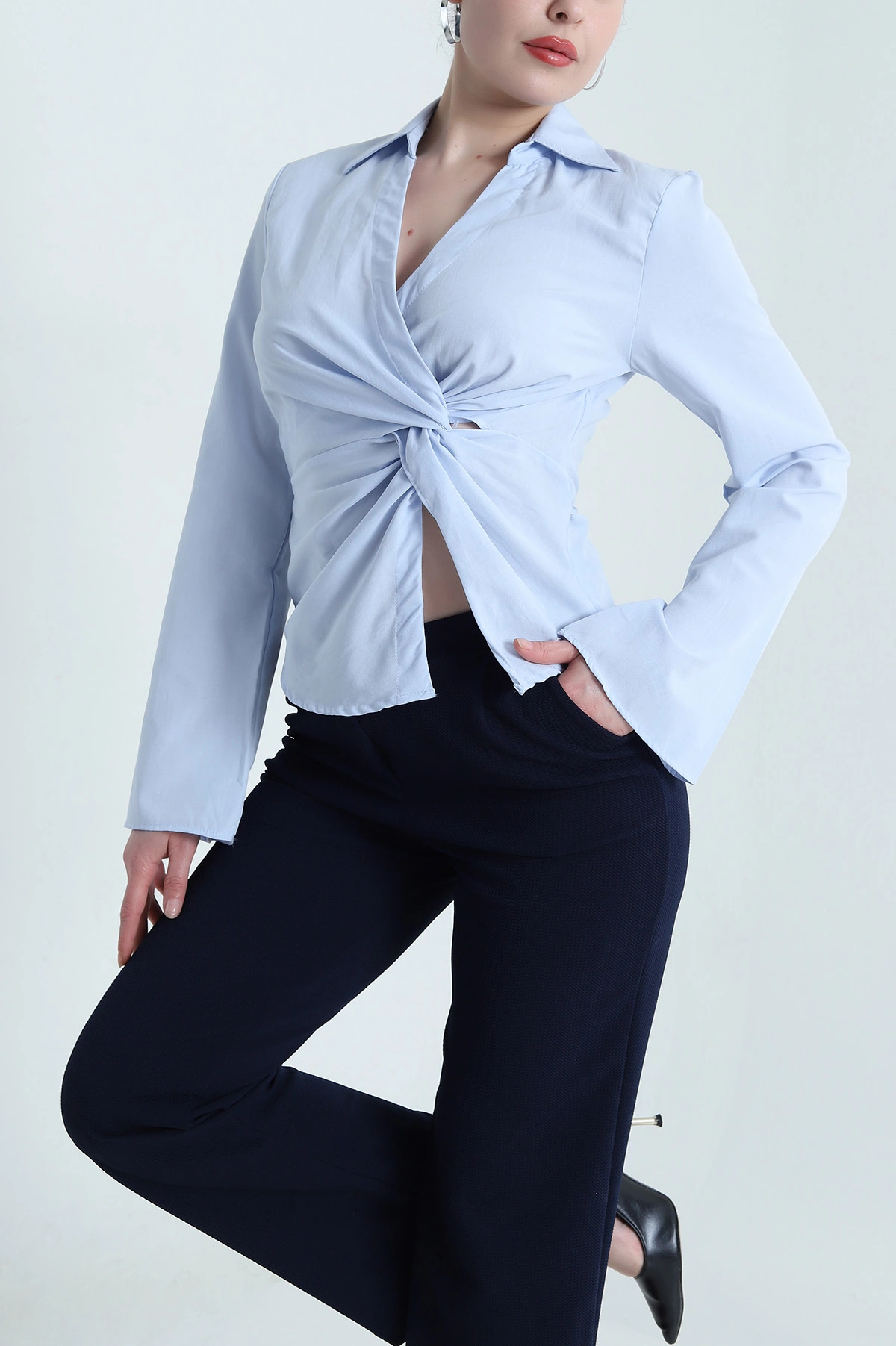Bebe Mavisi Yeni Sezon Poplin Kadın Bluz 461395