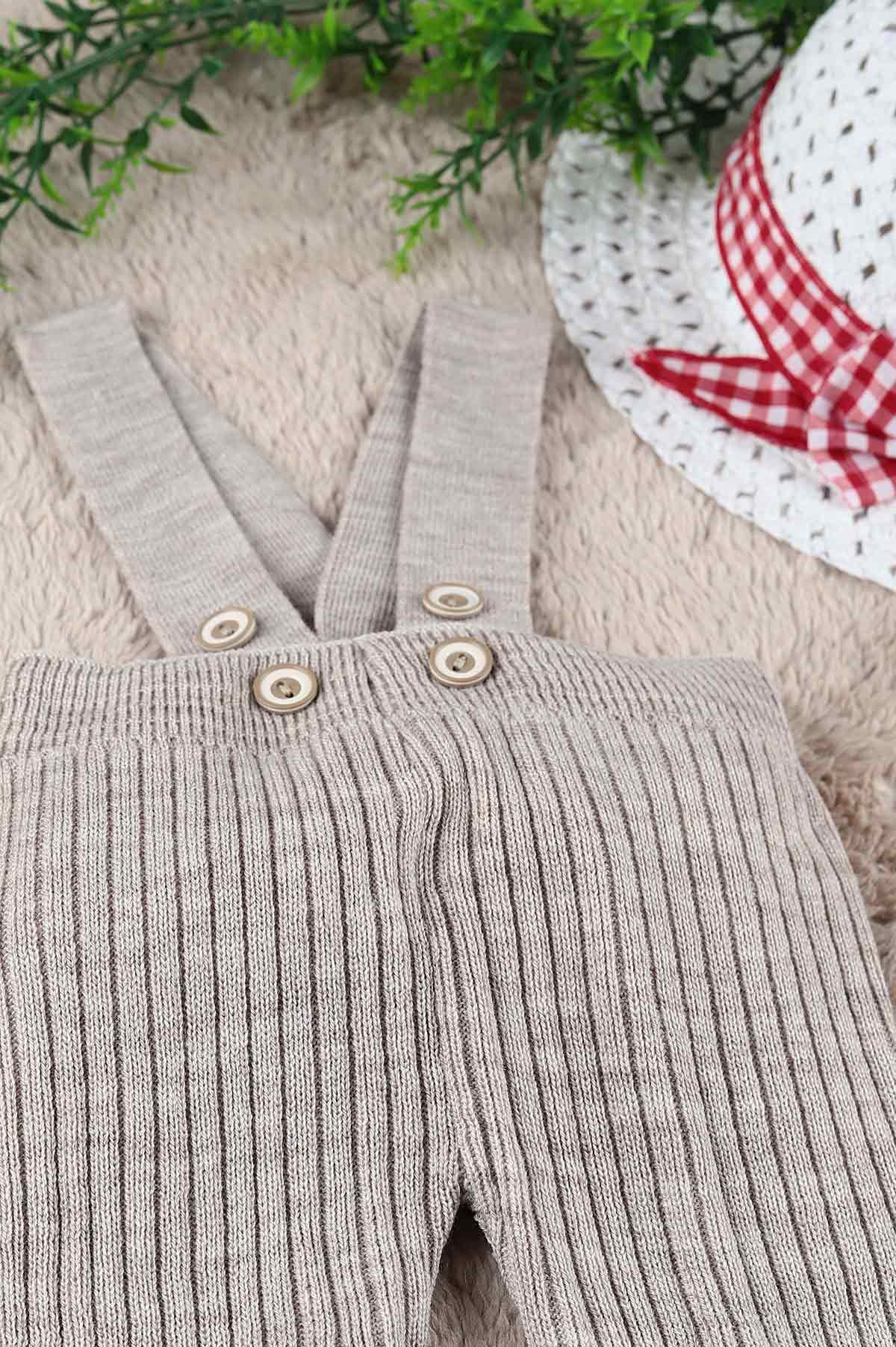 Bej (0-24 Ay) Fitilli Duble Paça Askılı Erkek Bebe Alt 197685