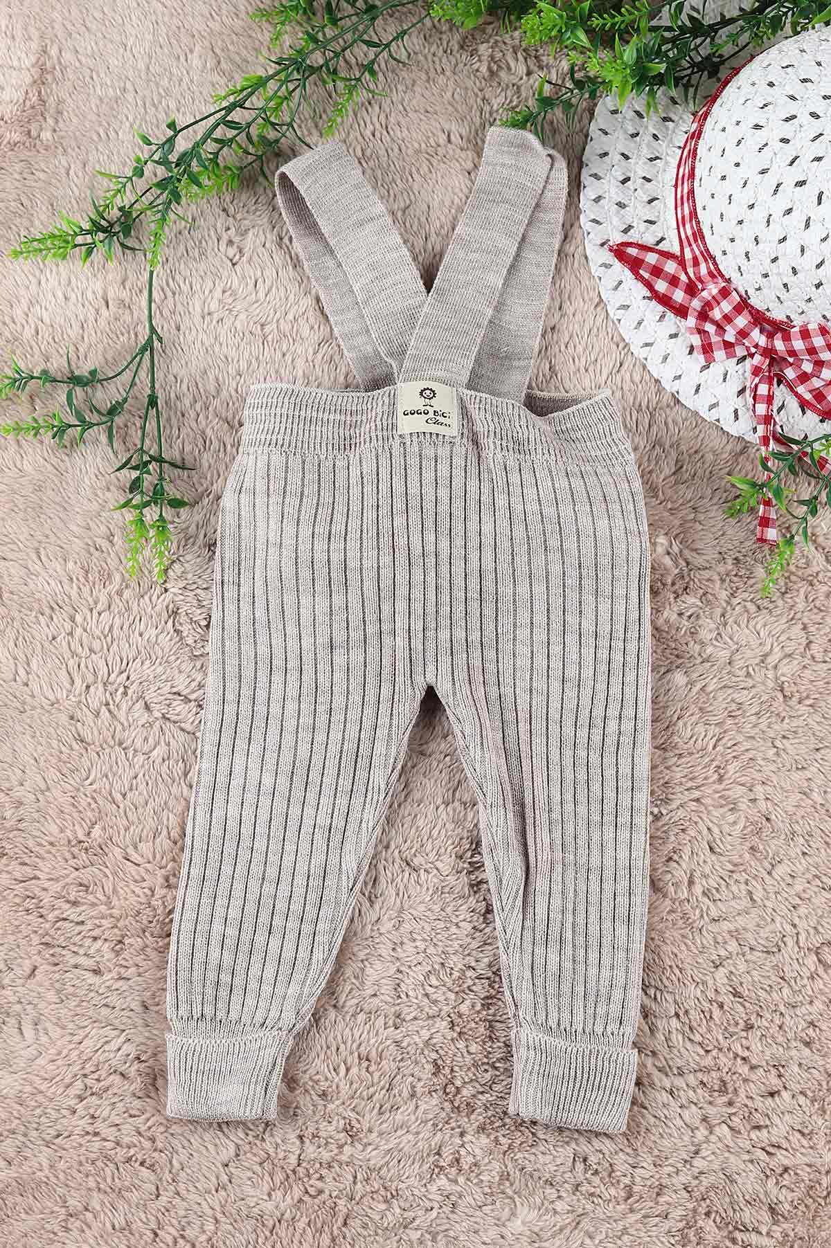 Bej (0-24 Ay) Fitilli Duble Paça Askılı Erkek Bebe Alt 197685