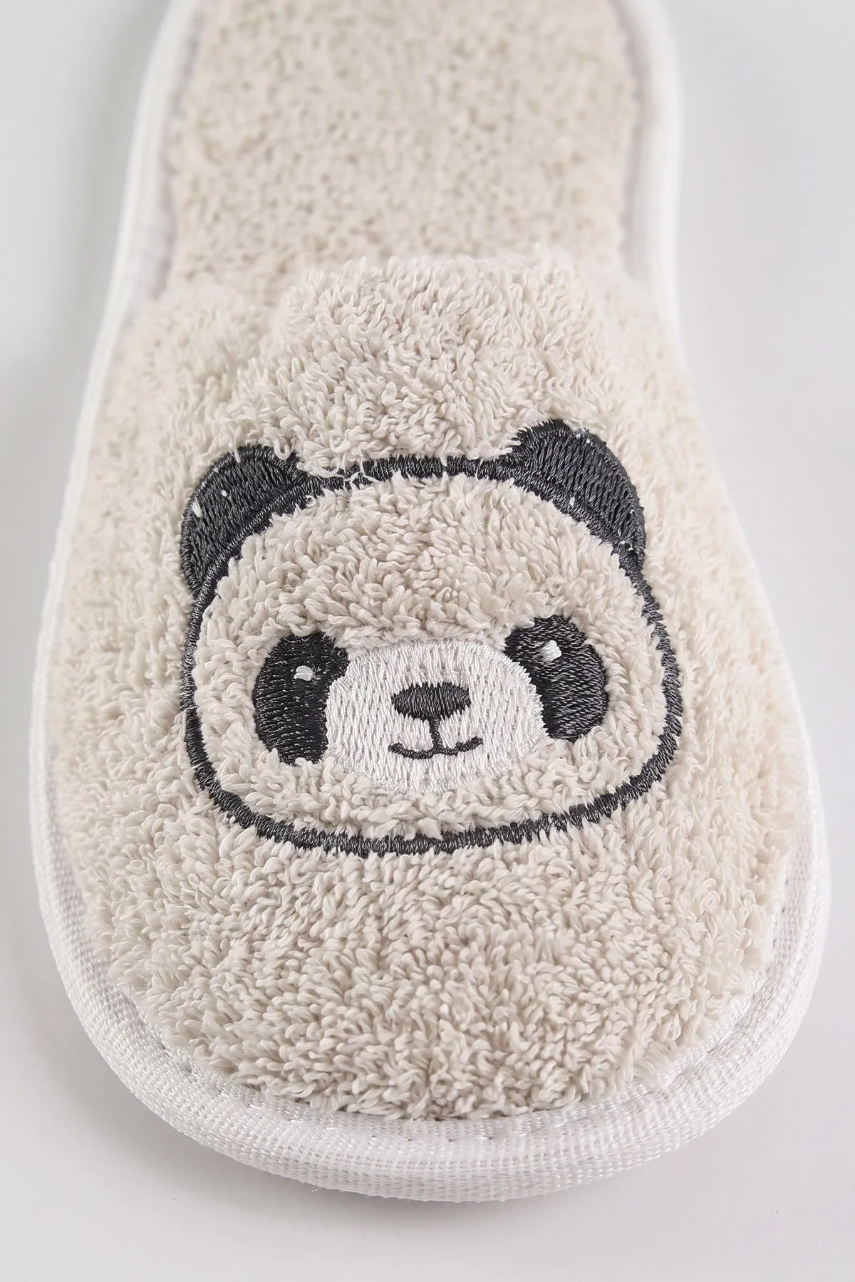 Bej (0-24 Ay) Gülen Panda Nakışlı Unisex Bebek Bornoz Seti 475602