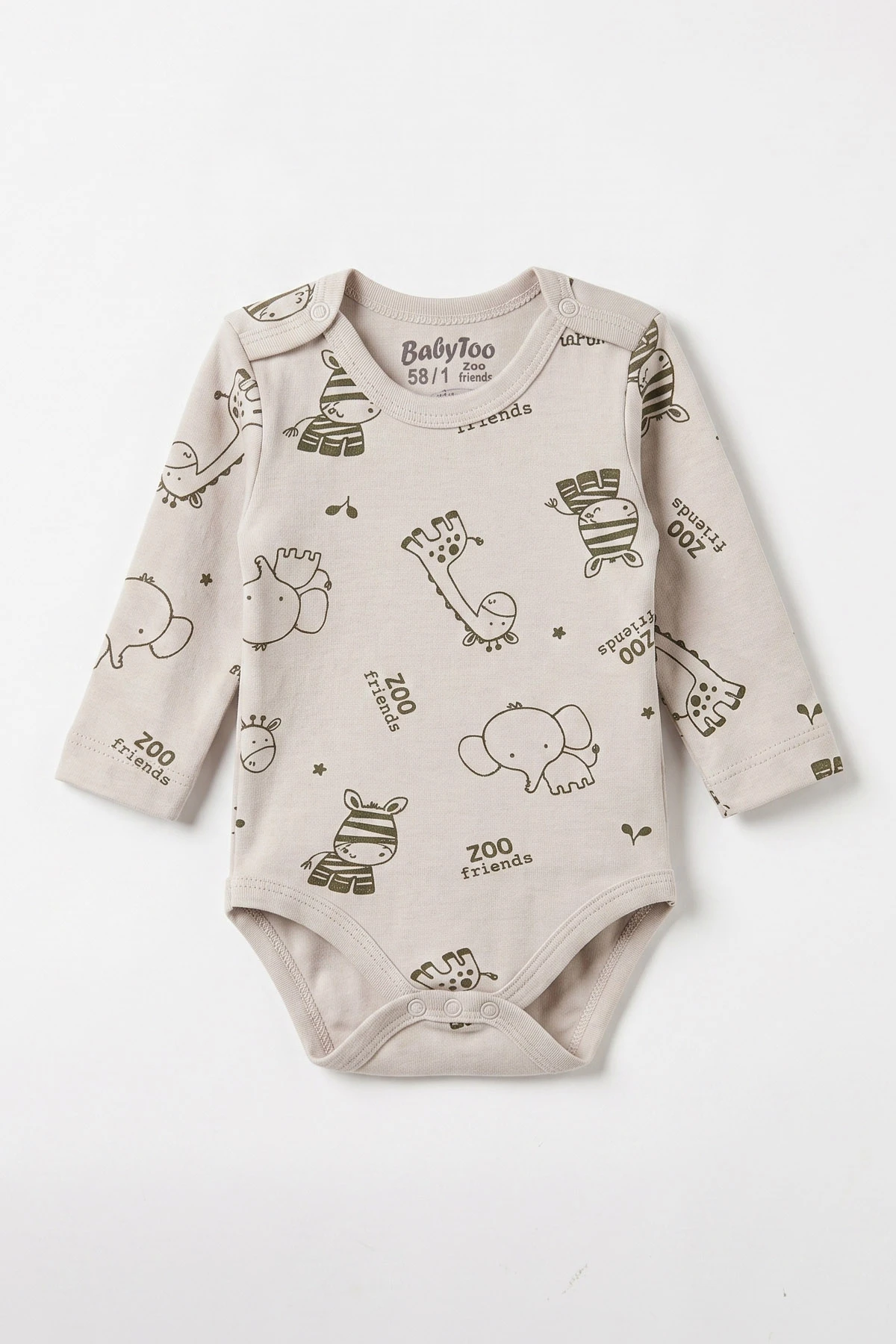 Bej (0-9 Ay) Safari  Desenli Bebek Çıtçıtlı Badi 482300